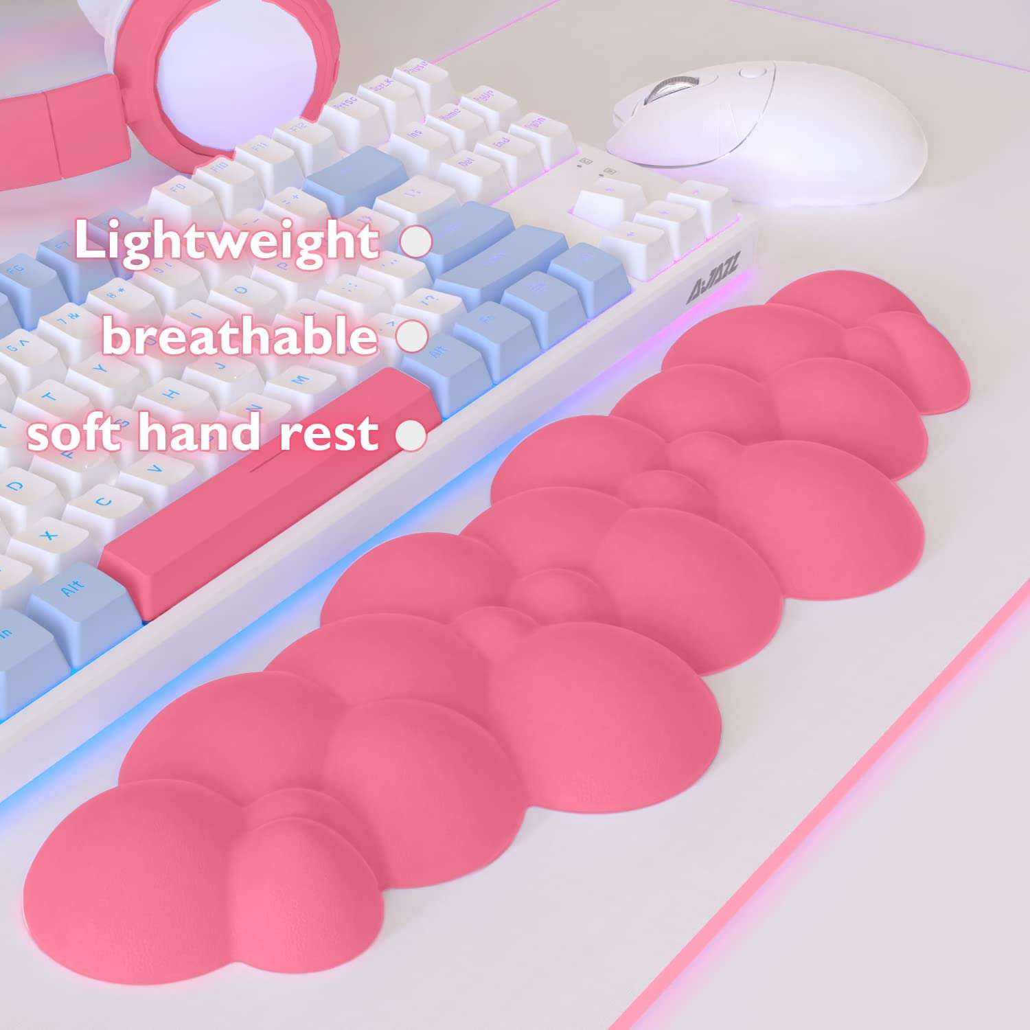 Gaming Keyboard Wrist Rest Pad,Memory Foam Keyboard Palm Rest,Ergonomic Hand Rest,Wrist Rest for Computer Keyboard,Laptop,Mac,Lightweight for Easy Typing Pain Relief (Rose Red) 5