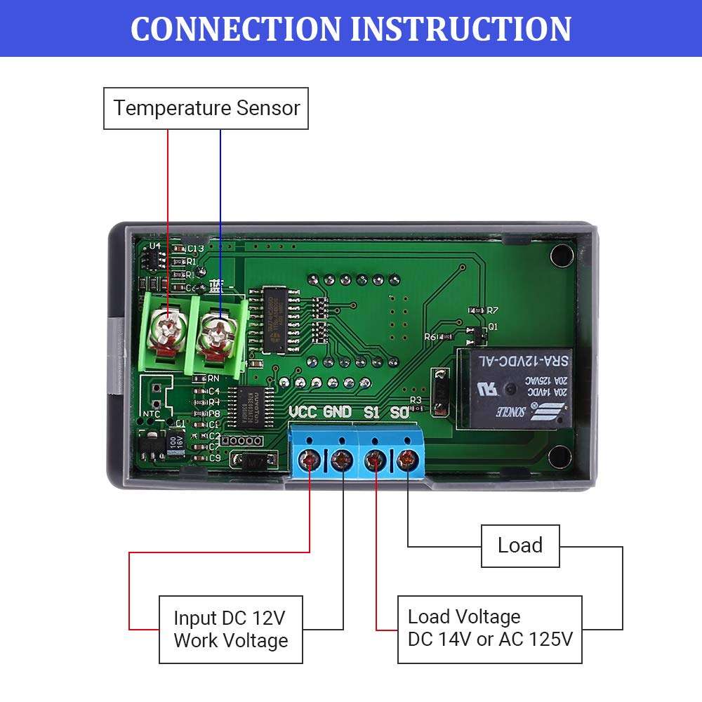 YEMIUGO Temperature Controller Module DC 12V Programmable Digital Thermometer Dual LED Display Thermometer with K-Type Thermocouple Thermostat High Precision Sensor Probe -60℃-500℃ 3