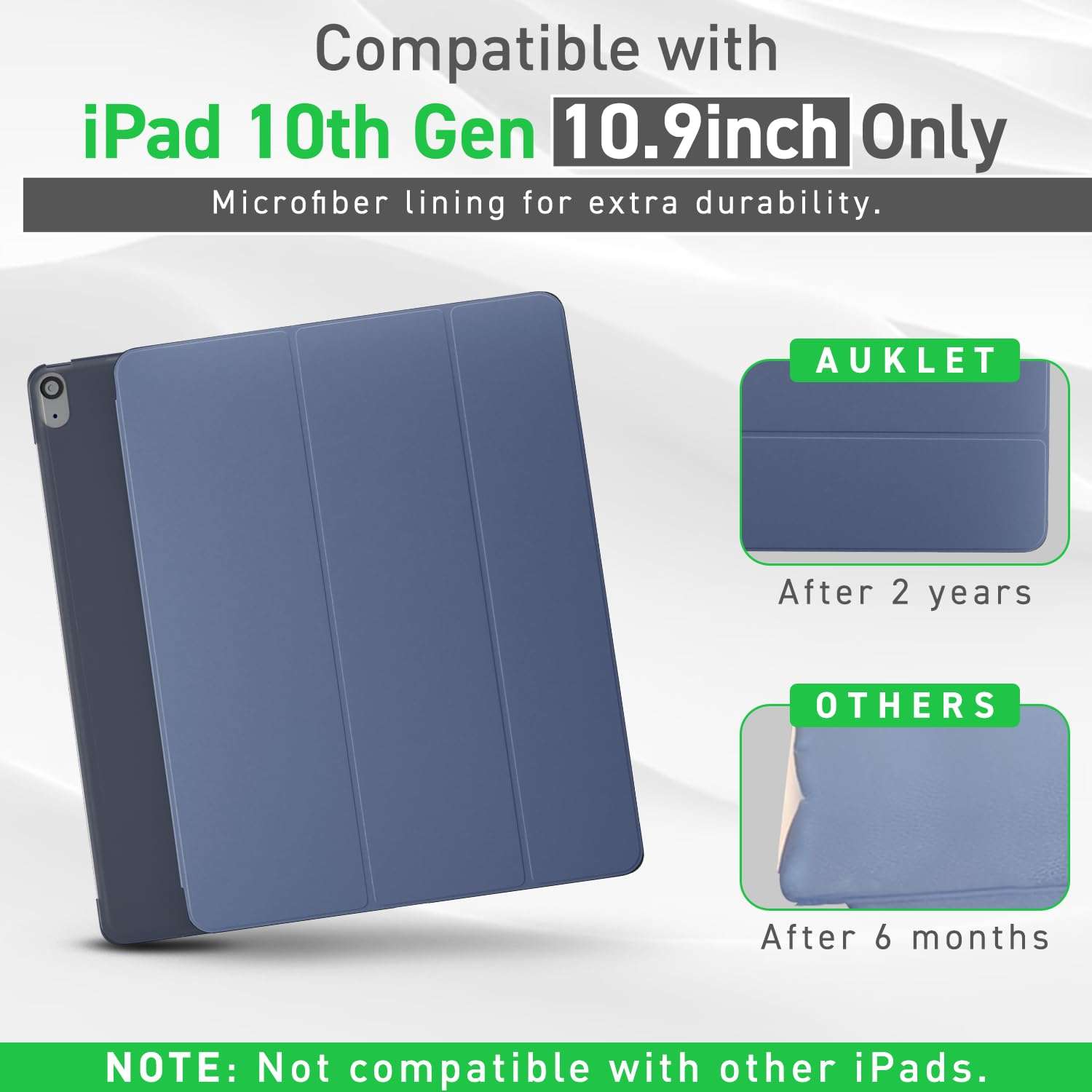 Auklet Classic Smart Case for iPad 10th Gen 10.9" (2022-2025) – Lightweight Trifold Stand Folio, Auto Sleep/Wake, Blue 5