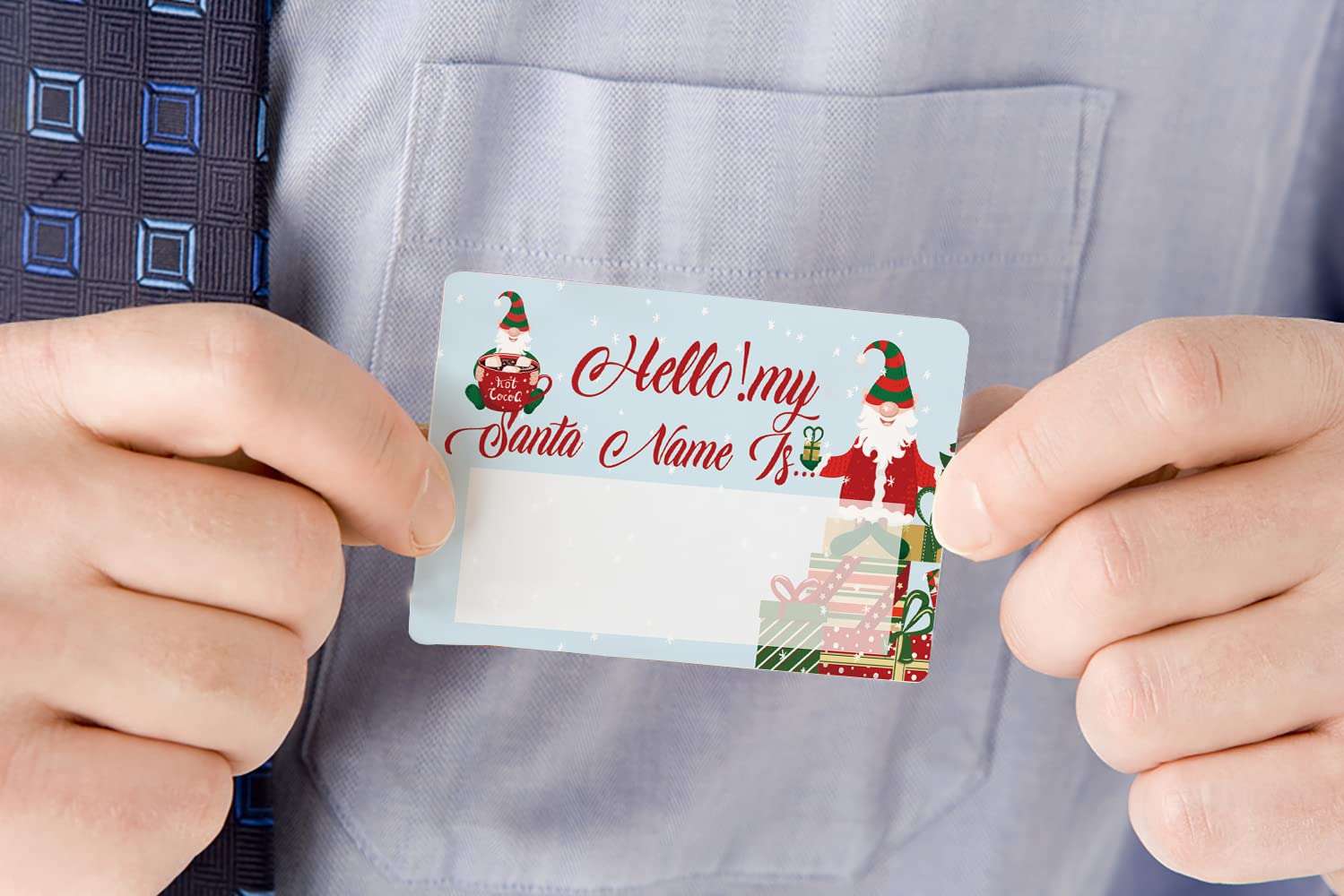 What's Your Santa Name Game, 1 Santa Theme Sign and 50 Name Tag Stickers, Christmas Party Games, Birthday Game for Kids and Adult Parties, Activity Game for Office or Class | JRKP053L 4