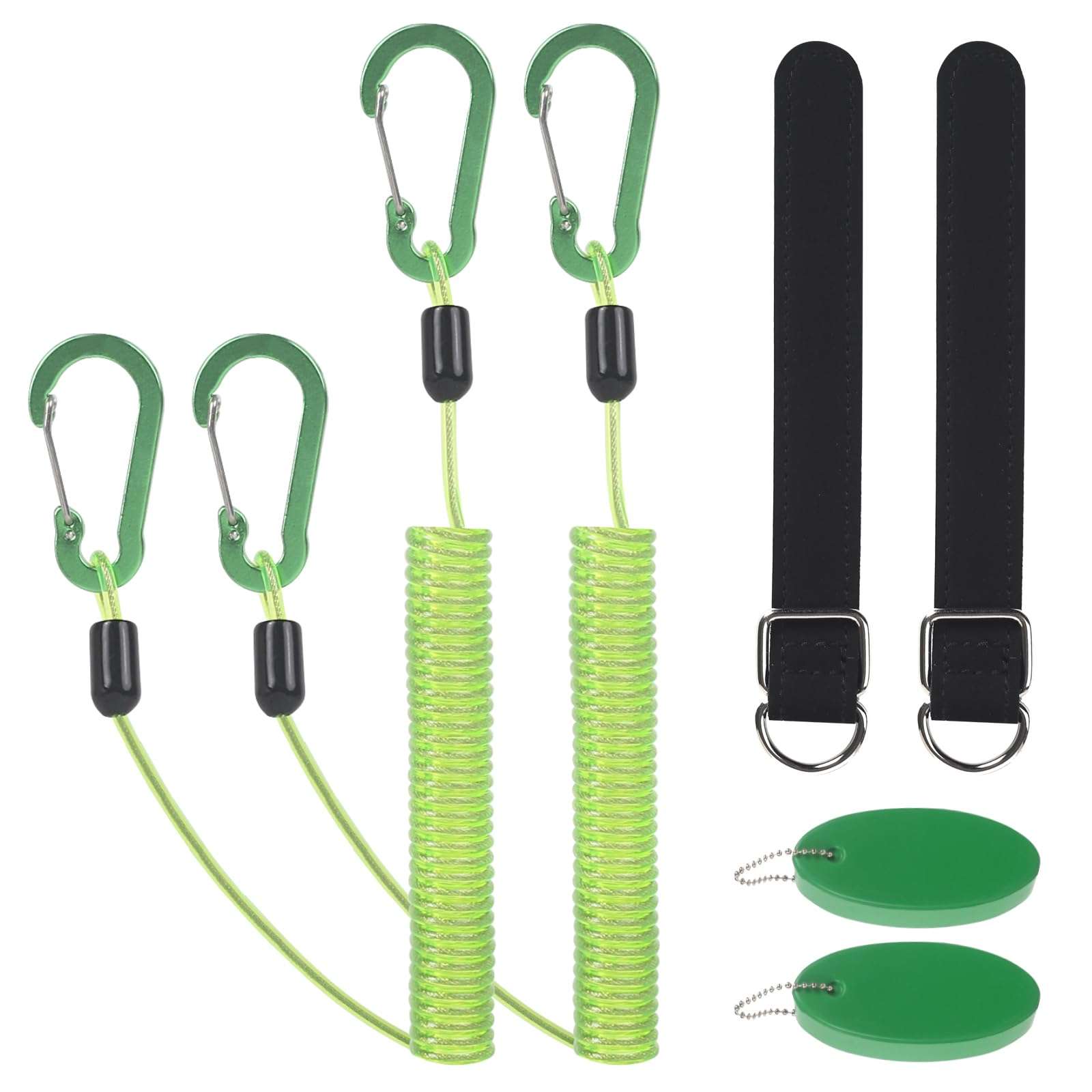 Vefungyan Fishing Pole Safety Tether Lanyard: Heavy Duty Kayak Paddle Leash Retractable and tie Strap Float Keychain for Paddle Board (Green)