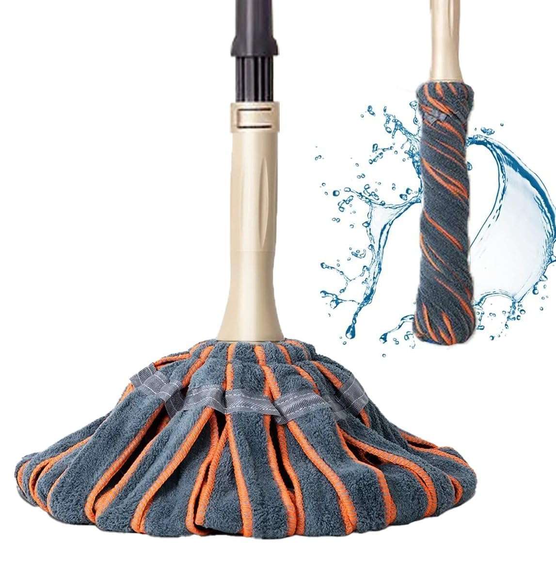 Microfiber Self-Wringing Twist Mop with Extendable Telescopic Handle, Floor Cleaning Mop, Floor Cleaner for Tile, Hardwood & Laminate, Hang-Up Storage Design