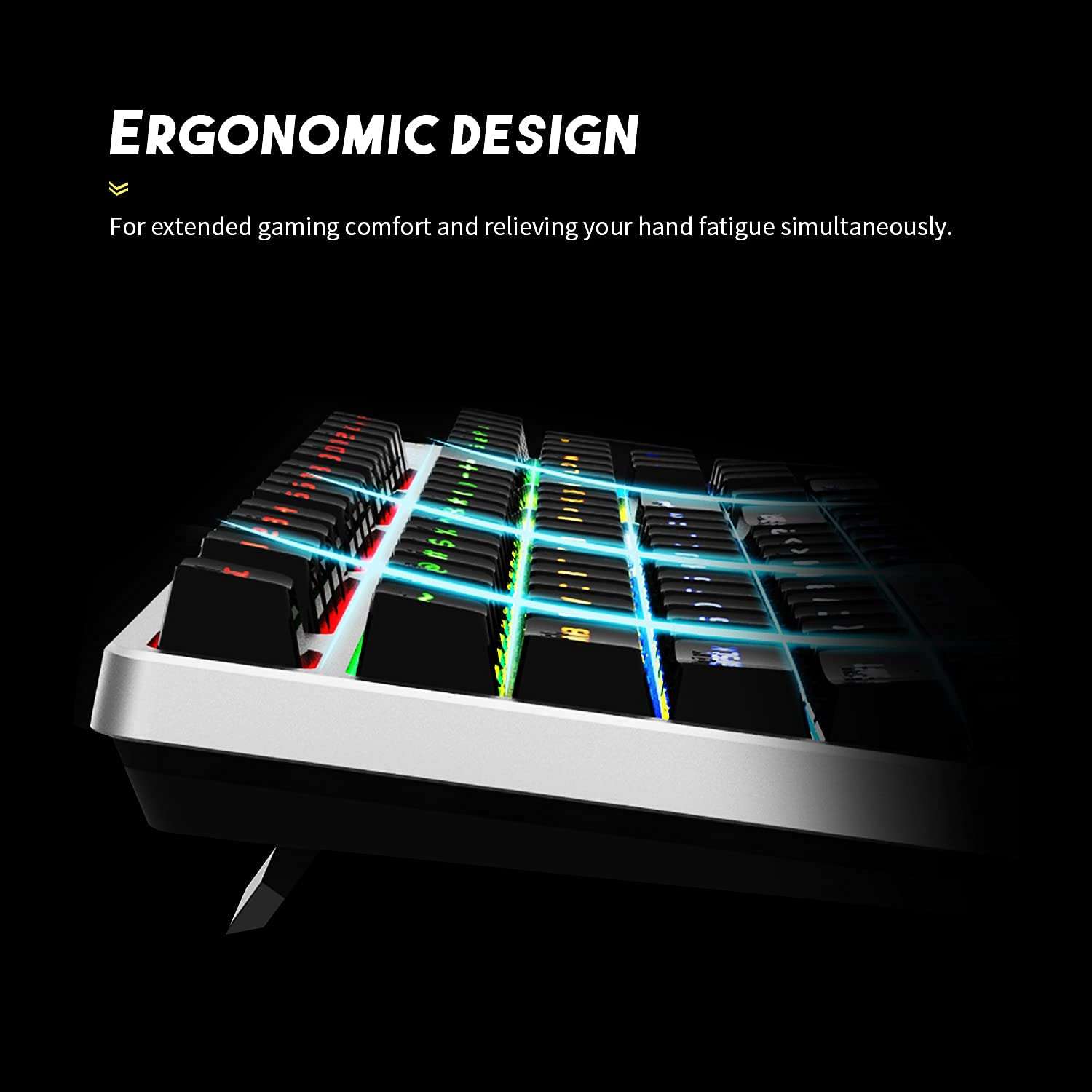 Kitcom NK30 Full Size Mechanical Gaming Keyboard with LED Rainbow Backlit, Anti Ghosting USB Wired Keyboard with Brown Switch Double-Shot Key caps, Ergonomic design, for Windows PC Gamers, 104 Key 5