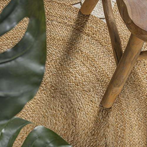 JONATHAN Y Ayana Two-Tone Jute Hippy Circle Natural/Cream 4' Round Indoor Area Rug, Cottage, Coastal, Easy-Cleaning for Living Room, Bedroom, Kitchen, Pet Friendly, Non-Shedding (RNF107A-4R) 4