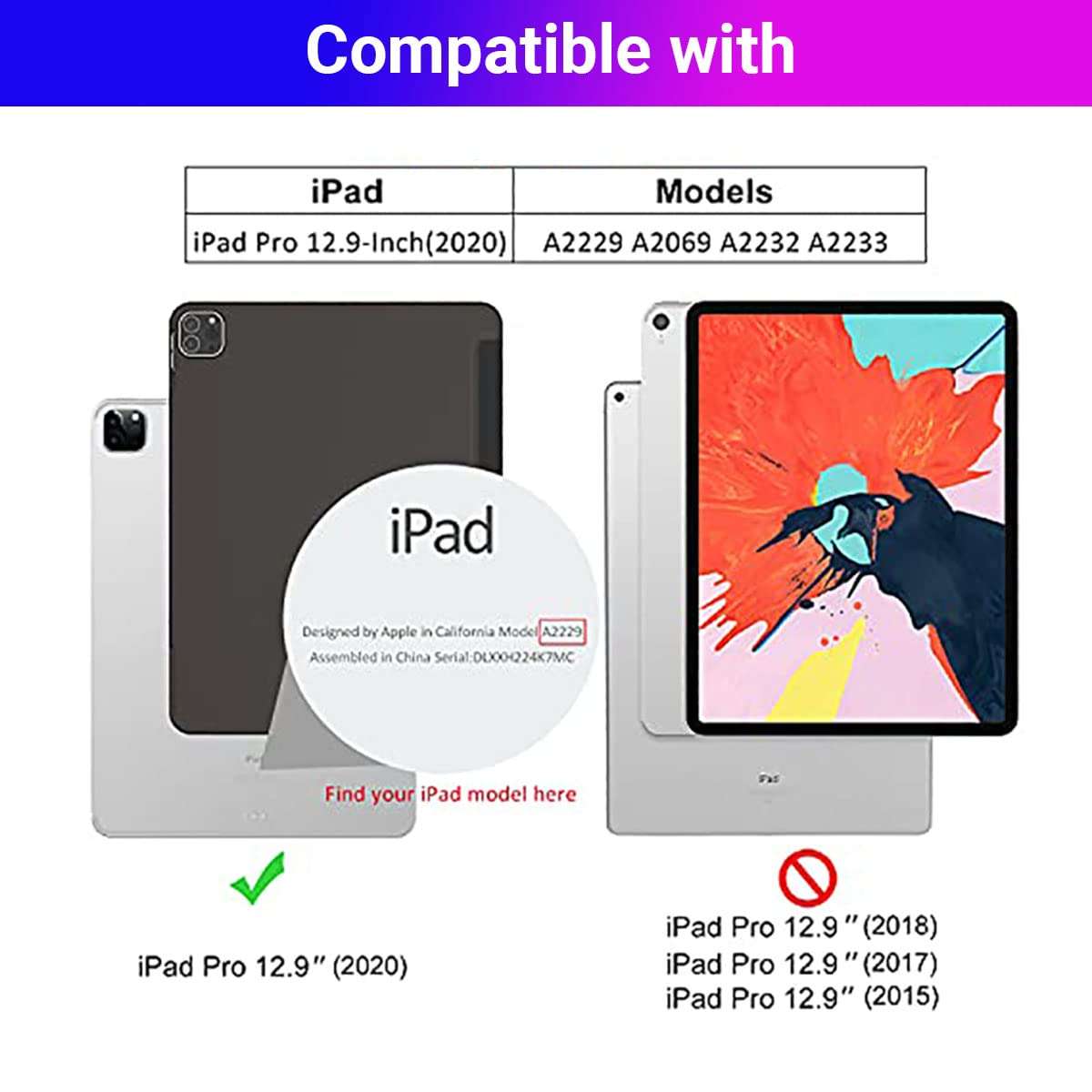 LIRAMARK Rebel Series Back Cover Case Compatible with Apple iPad Pro 12.9 inch 2020 4th Generation - Grey 3