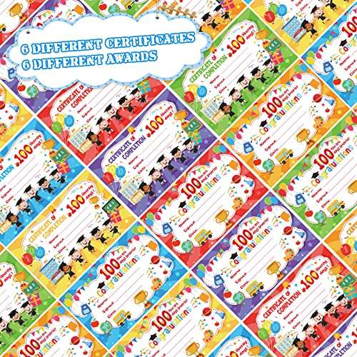 100th Day of School Kit Teacher Favor Kit Include Pencils, Color Pages, Certificates, Certificate of Merit and Glasses for Kids 100 Days School Celebration Party Favors Supplies(120 Pcs) 4