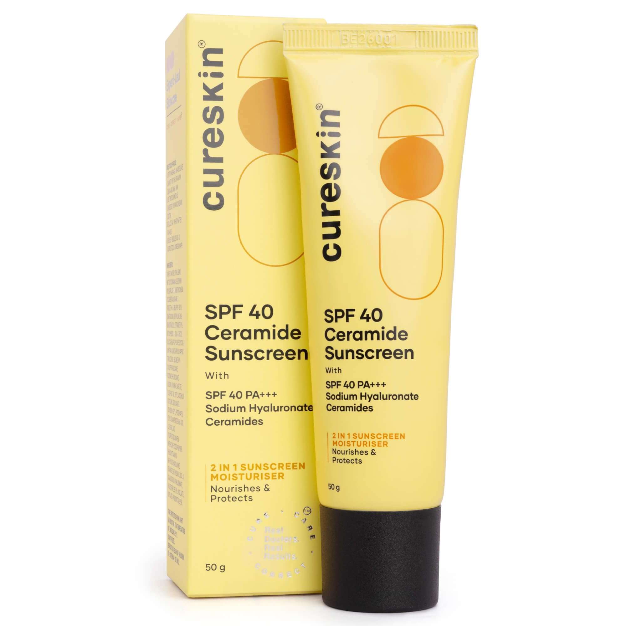 Cureskin SPF 40 Ceramide Sunscreen with Hyaluronic Acid & Ceramides | 2-in-1 Sunscreen Moisturizer, Broad Spectrum, SPF 40 & PA+++, 50 g (Pack of 1) 1