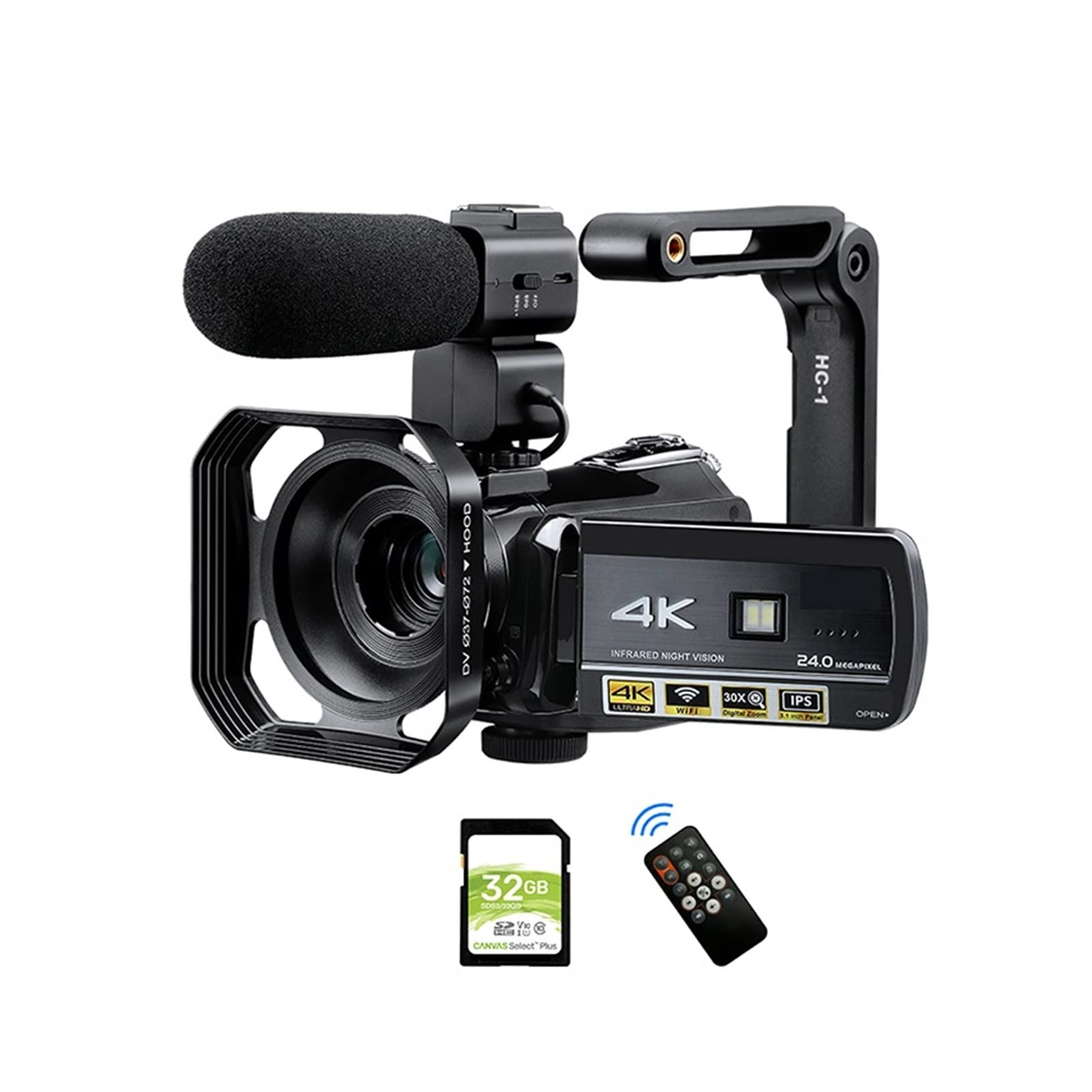 PACUM AC3 Video Camera Camcorder Vlog Camera 4K 24fps 30X Digital Zoom IR Night Vision Professional Digital Vlogging Camera, As Photo, 1005003250192773 3