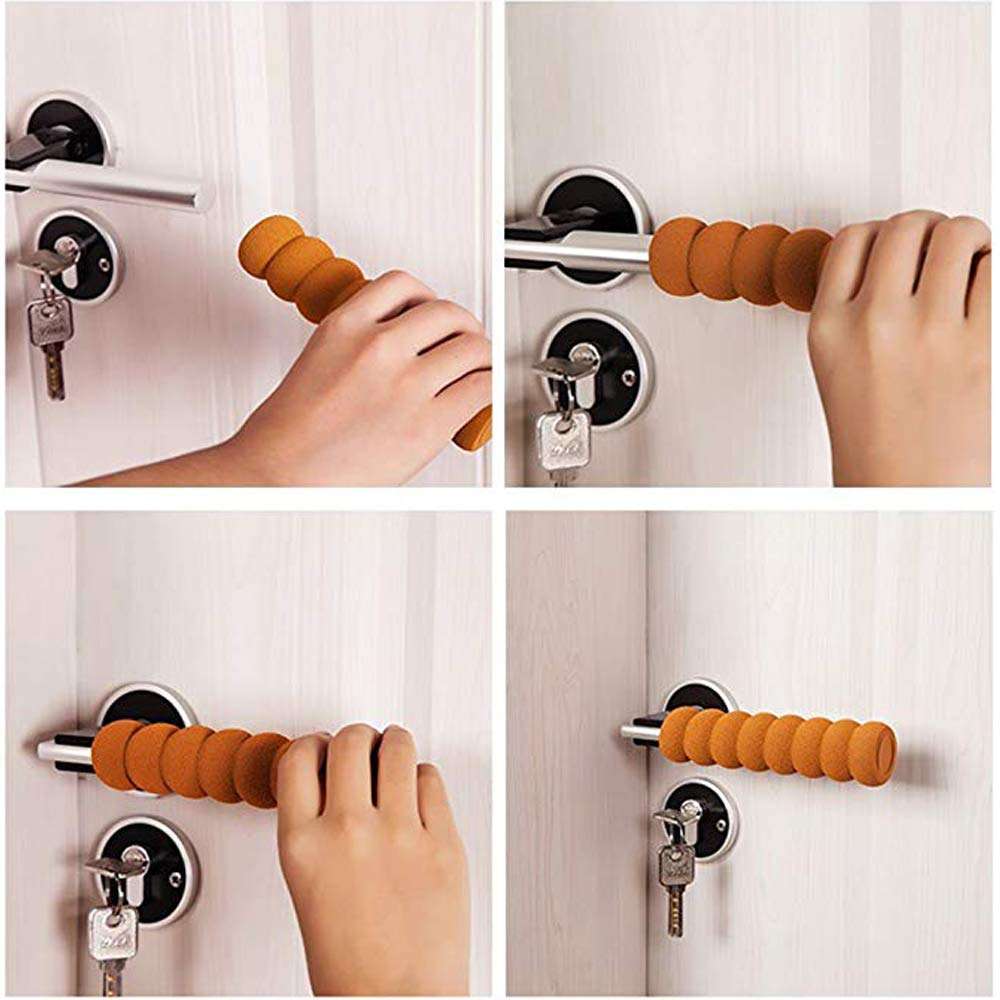 VEIREN 10 Pack Door Knob Covers Spiral Soft Foam Anti-Collision Lever Door Handle Cover Guard Elastic Dust Covers Door Stopper Children Kids Safety Protector Cases for Home Office Hospital School 3