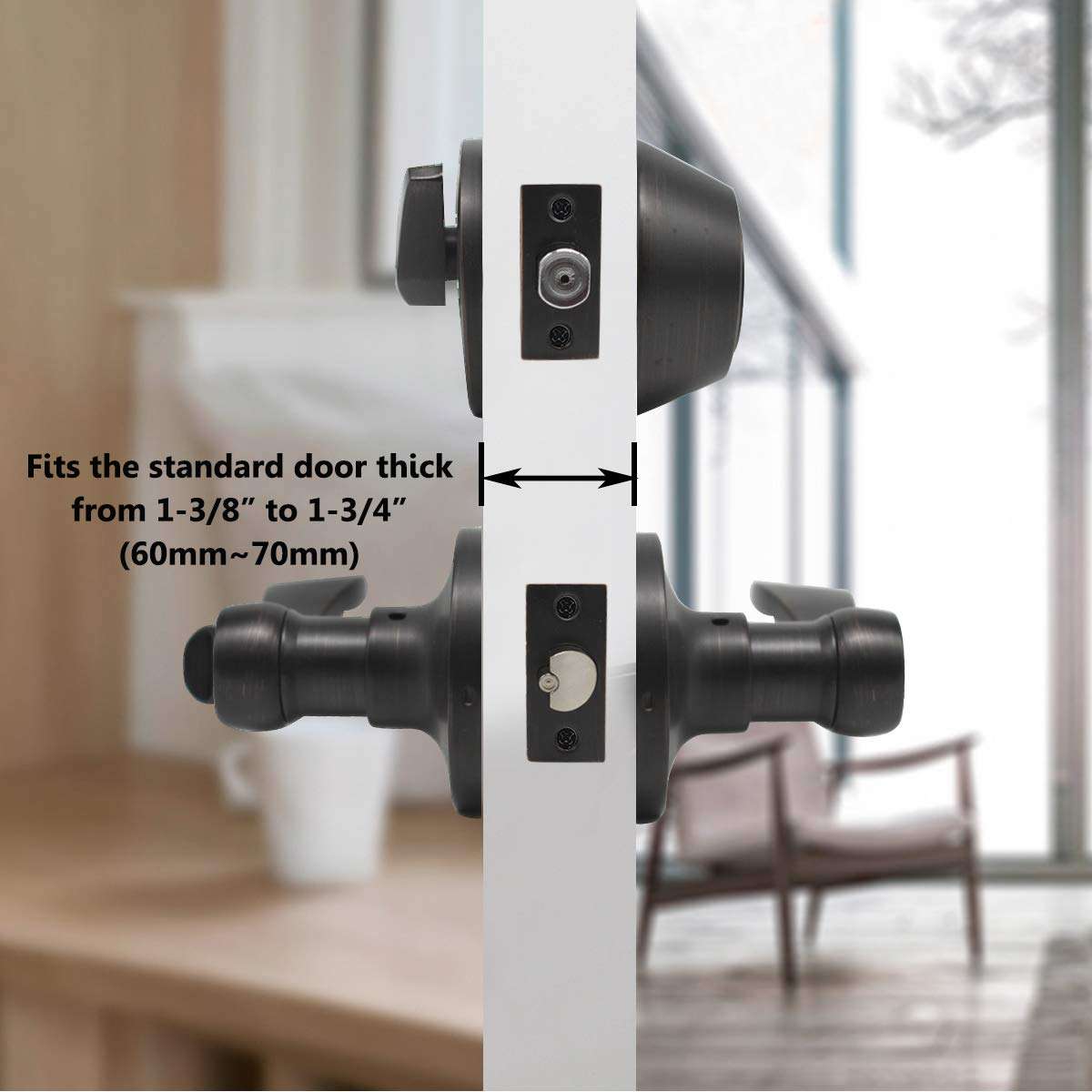 Gobrico Entry Door Lever Sets and Single Cylinder Deadbolt Combo Set with Same Keys Front Entrance Door Handles with Lock 3 Pack Door Locksets in Oil Rubbed Bronze 6