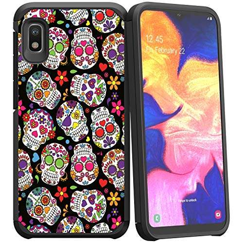 MINITURTLE Compatible with Samsung Galaxy A10e, Samsung Galaxy A20e Slim Fitted Dual Layer Protective Case - Sugar Skulls 2