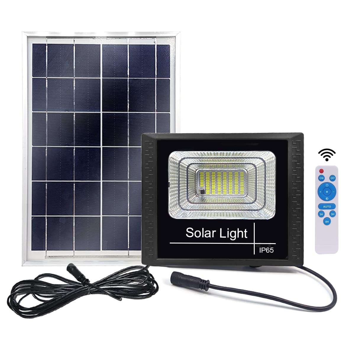 Epyz Solar Flood Lights Outdoor Remote Control Solar Led Lights IP65 Waterproof Solar Wall Lamp Floodlights for Gutter Shed [ Pack of 1, Cold White Light ] (Light Power 30W - 5000mAh, 69LED) 1