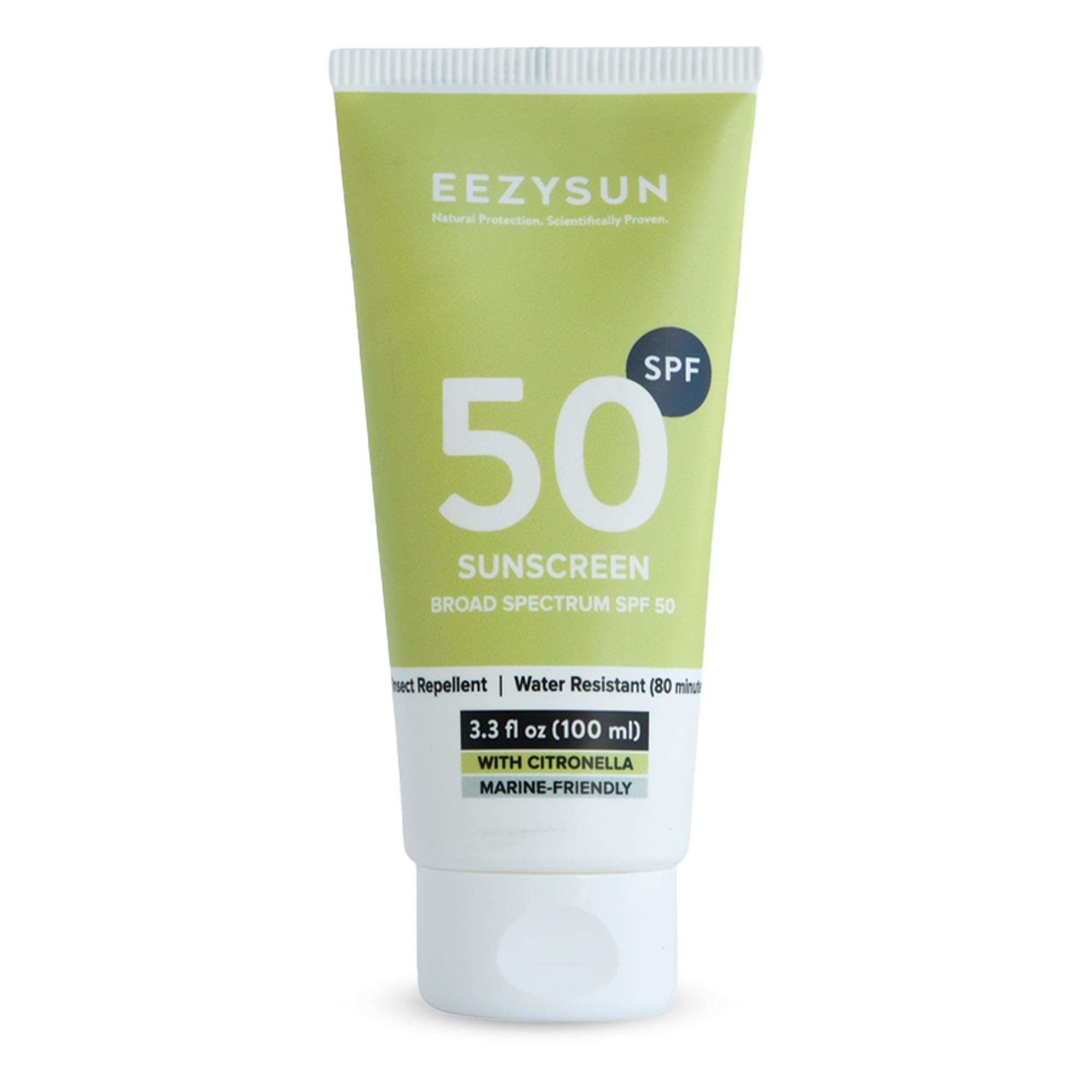 EEZYSUN SPF 50 Sunscreen and Insect Repellent - Water-Resistant Sunscreen Travel Size & Bug Repellent with Citronella Oil, Lemongrass, and Neem Oil - Reef-Safe Bug Repellent Outdoor - 3.3 fl oz