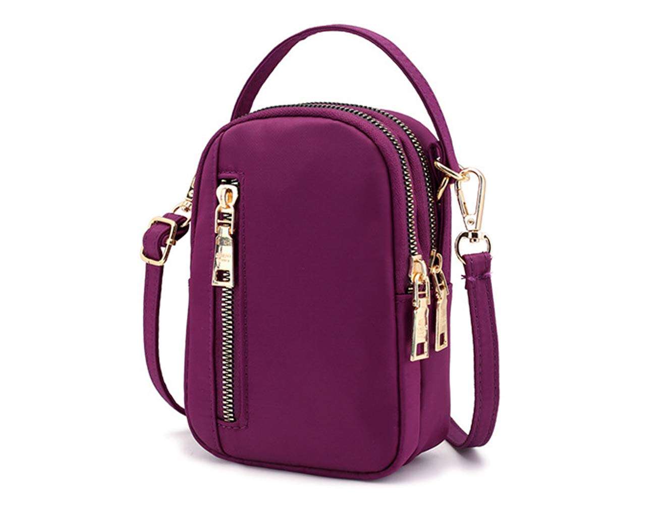 Women Nylon Cell Phone Purse Wallet Small Crossbody Bag Handbag for iPhone 13 12 11 Pro XS Max XS XR X Samsung Galaxy S23 S22 Plus S21 S20 FE S10 A53 A52 A51 A33 Google Pixel 7 6 5 BLU View 2 (Purple) 2