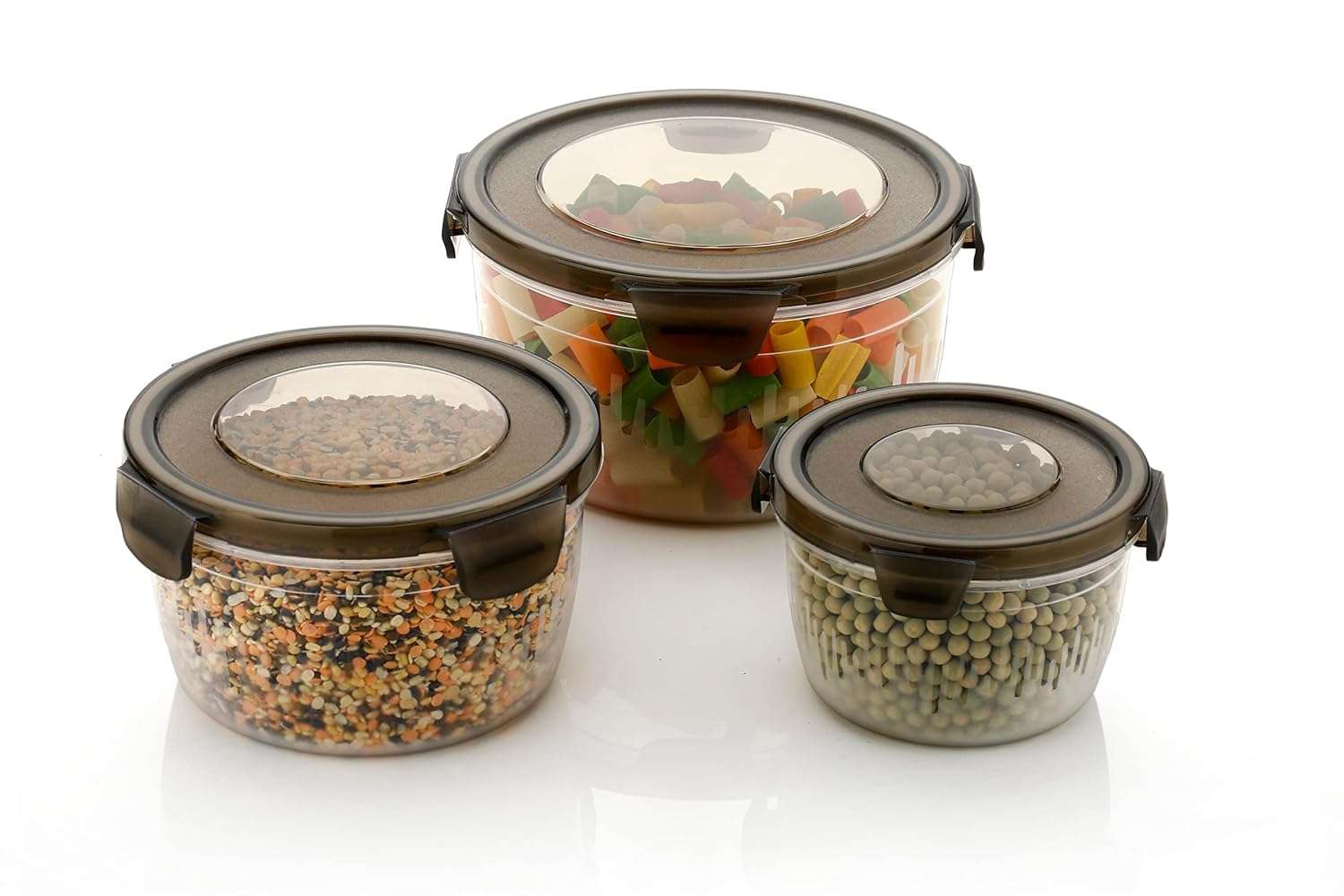 Premium Airtight Food Storage Containers Set of 3 | BPA-Free Unbreakable Plastic Kitchen Containers, Microwave Safe (600ml, 1200ml, 1800ml) | Microwave Safe & Leak Proof 3