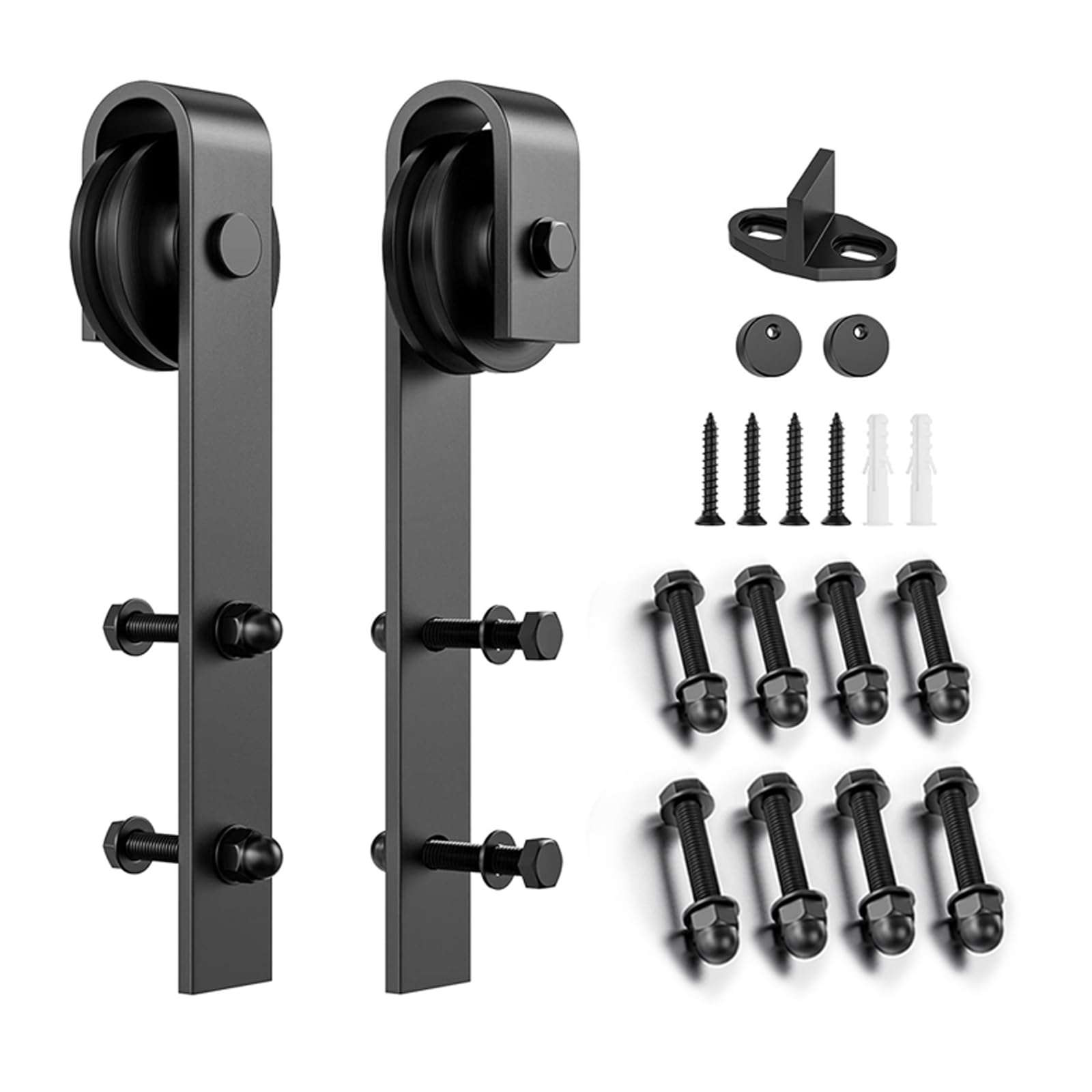 Homlux Sliding Barn Door Hardware Hangers Rollers 2pcs Compatible with All Barn Door - Fit 1 3/8-1 3/4" Thickness Door Panel(Black) 1