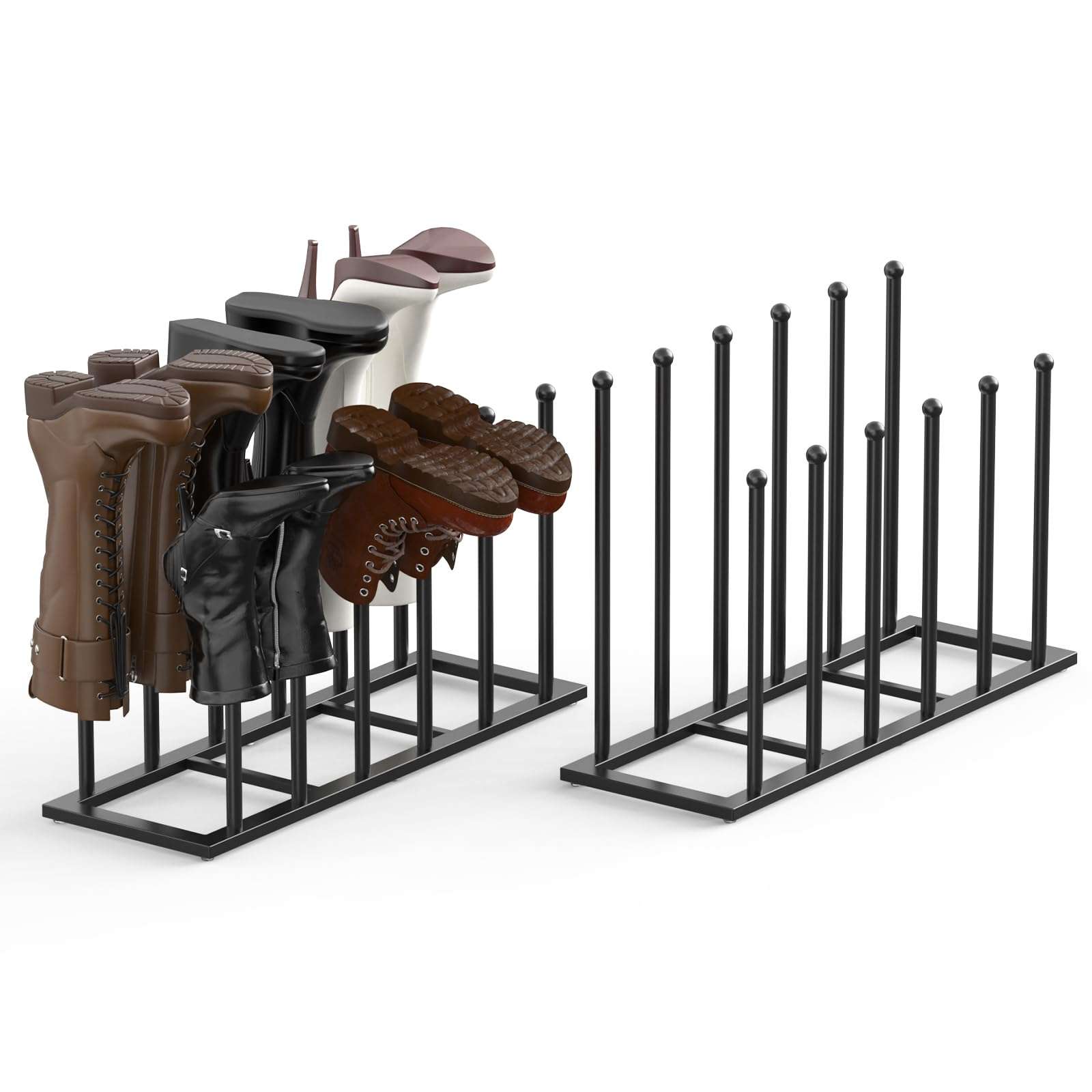 Boot Rack, 19.5 Inches Boot Rack Organizer Tall Boots, Stainless Steel Boot Storage Holder, Free Standing Boot Racks for 12 Pairs Entryway, Closet, Black, 2Pack 1