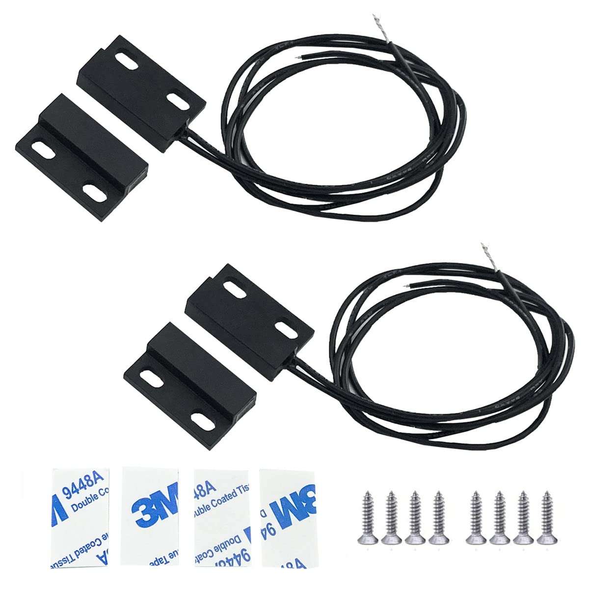 Magnetic Reed Switch,Normally Closed NC Waterproof Magnetic Switch,Micro Alarm Reed Switch 10W 100v 0.5A Magnetic Door Sensor Switch to DC 5V 12V 24V Lights（2 Pack） 1