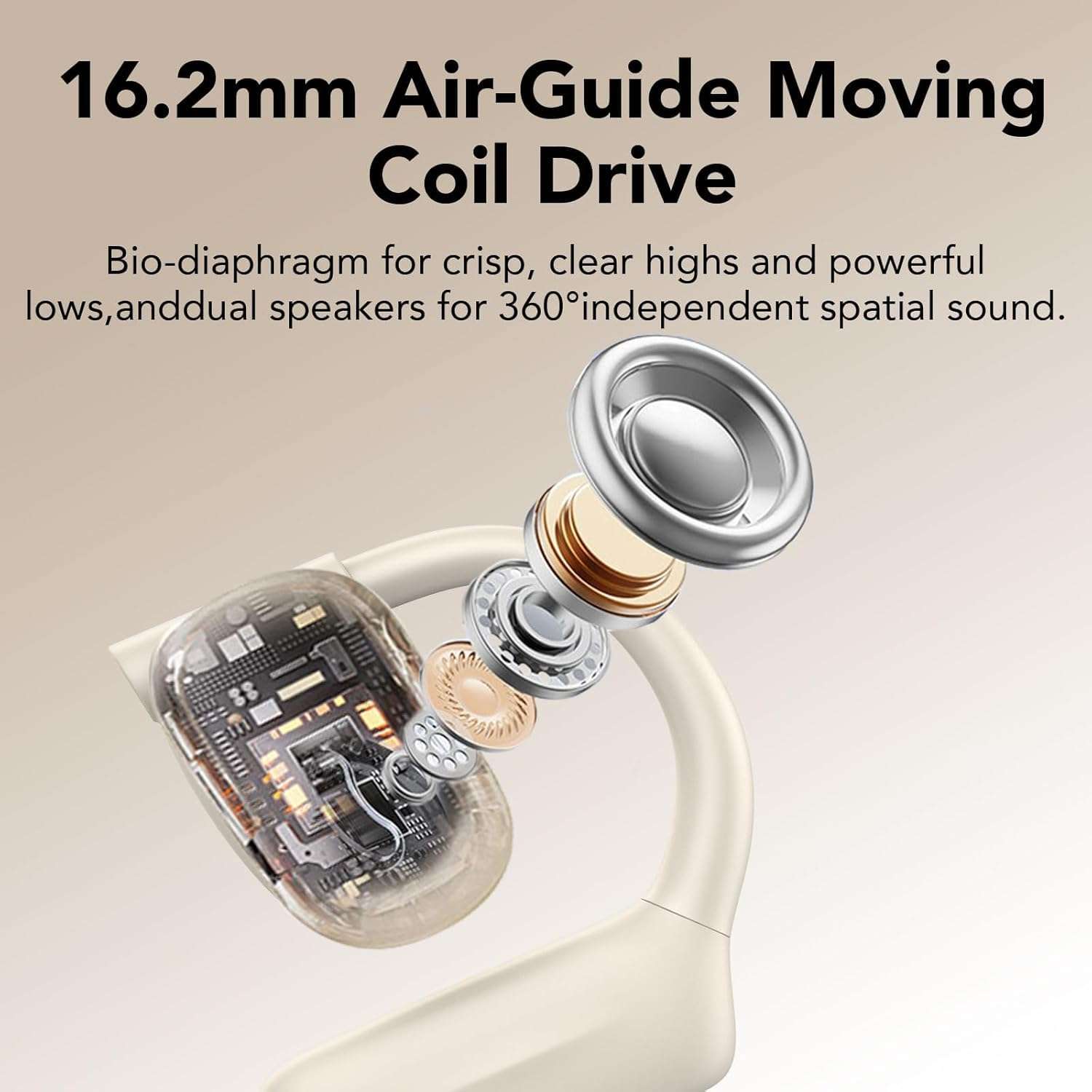 Hendari Open Ear Bluetooth 5.3 Headphones, Wireless Earbuds Sport Over Earphones Built-in Mic with Earhooks 75H Playtime Ear Buds LED Display Charging Case, IPX5 Waterproof for Running Fitness, White 4