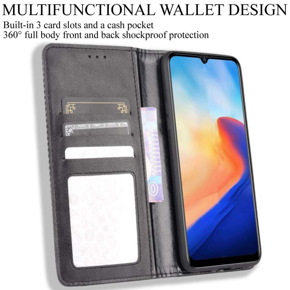 HualuBro Case for Blackview A80 / Blackview A80S, Retro PU Leather Full Body Shockproof Wallet Flip Case Cover with Card Slot Holder for Blackview A80 Phone Case (Black) 2