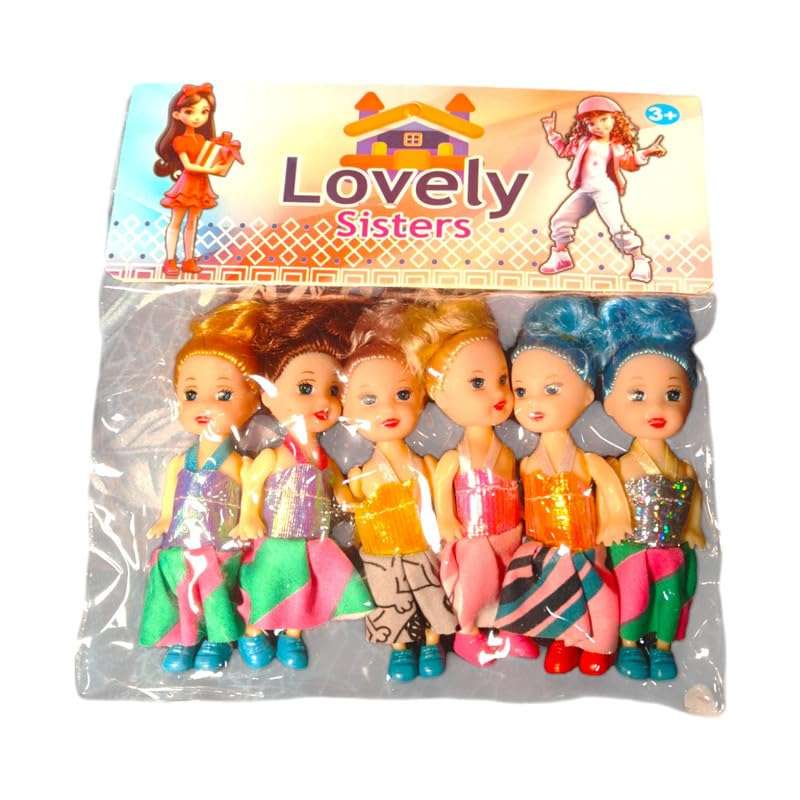 AKTOON TOYS (Combo Pack) Interlocking Plastic Bullet Blocks Creative, Educational Building Blocks & 6 Sisters Doll with Beautyful Hair & Movable Body Parts Doll Set - Multicolor 6