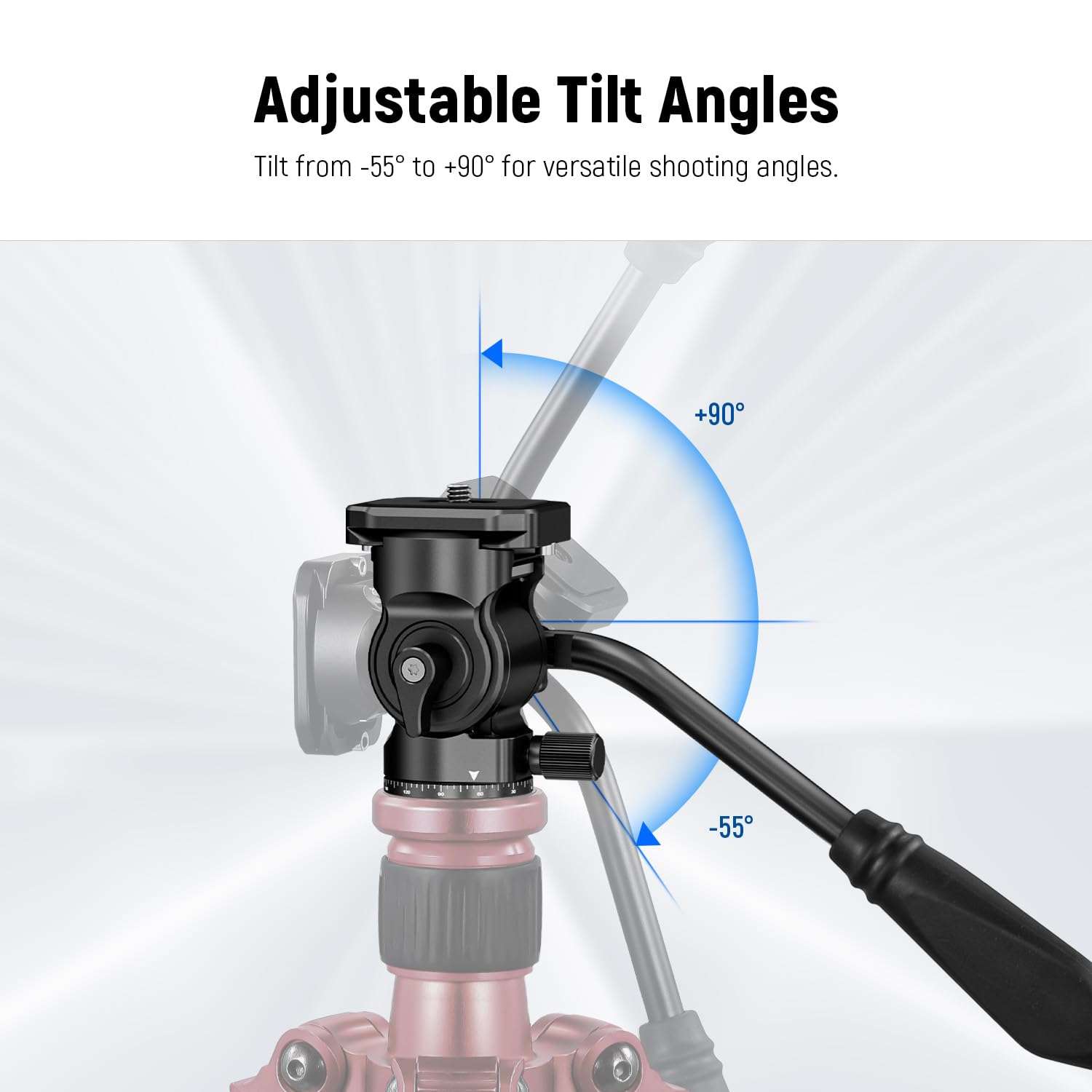 NEEWER Tripod Fluid Head with Quick Release Plate & Handle, Metal Pan Tilt Camera Tripod Mount Adapter Compatible with Arca Swiss for Compact Video Cameras DSLR, Load up to 6.6lbs, GM24 All Black 4