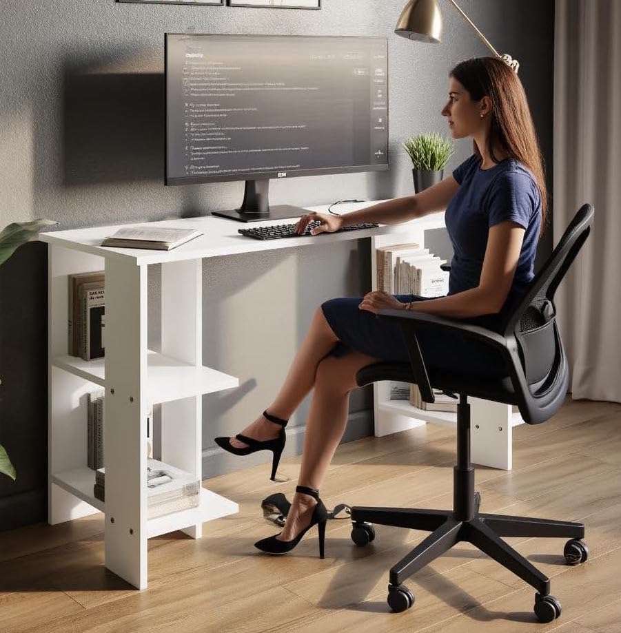 FURLAY Aero White Study Table | Century Engineered Wood | 100 x 50 x 77 cm | Minimalist Design | DIY Assembly | 1-Year Warranty 1