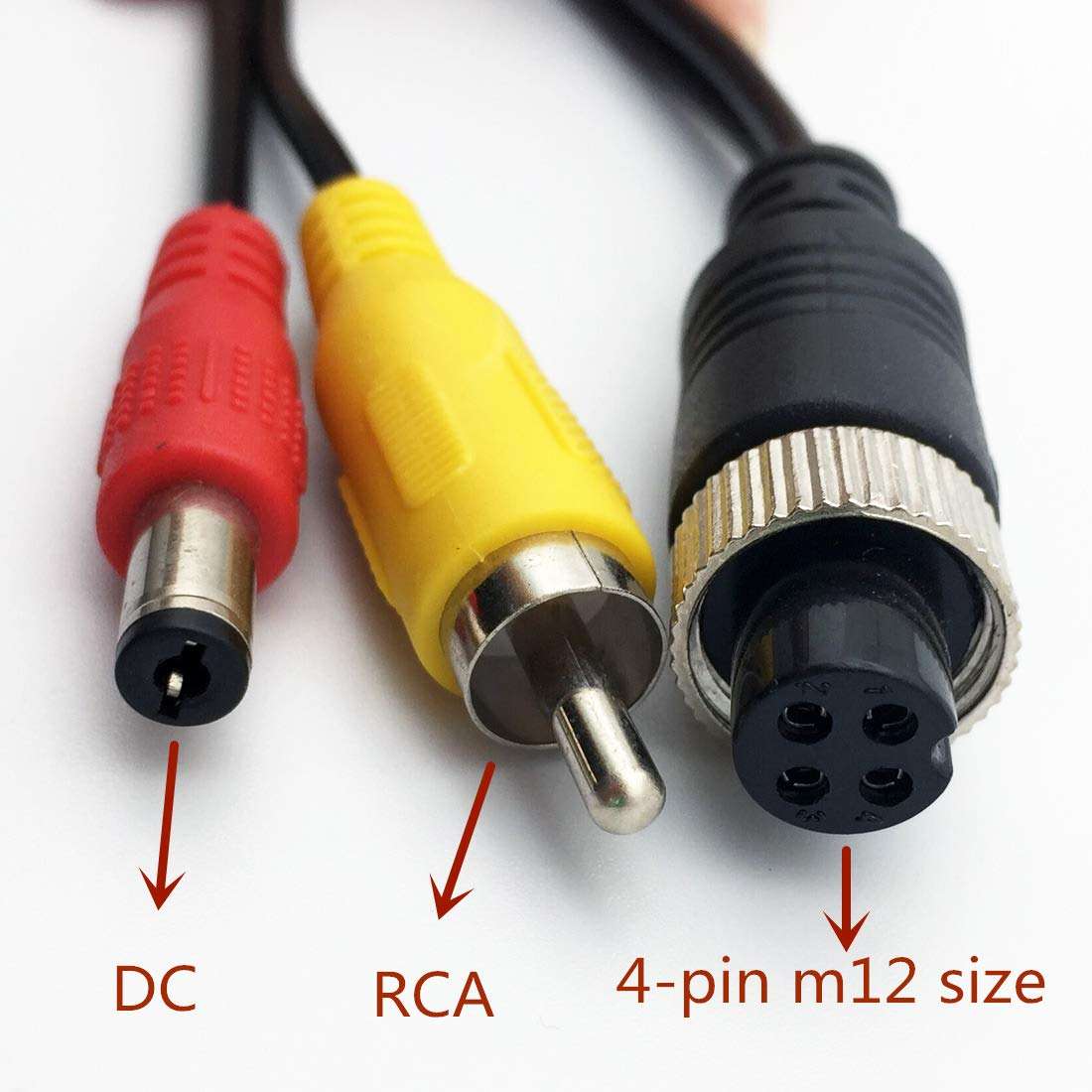 WANYING (2 pcs Pack) M12 Adapter 4 Pin Female Aviation Plug to RCA AV + DC Male Extension Cable for Car Camera 2