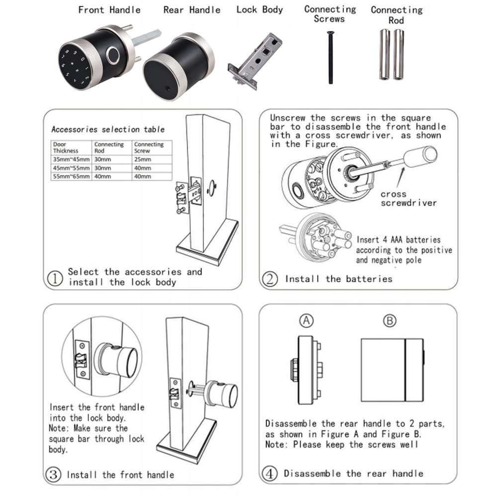LANRU Smart Door Lock Keyless Entry Door Knob with Keypad BT App Remote Control Password Fingerprint Door Lock with IC Card Mechanical Key for Home Apartment Hotel Office 6