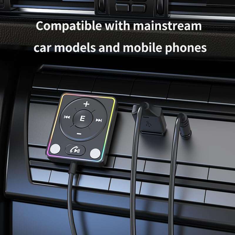 Bluetooth 5.4 AUX Car Adapter CVC8.0 Technology and Built-in Filter Effectively Multifunction Button& Plug-and-Play Bluetooth Receiver for Car Music/Hands-Free Calls/Stereo Audio, Black 3