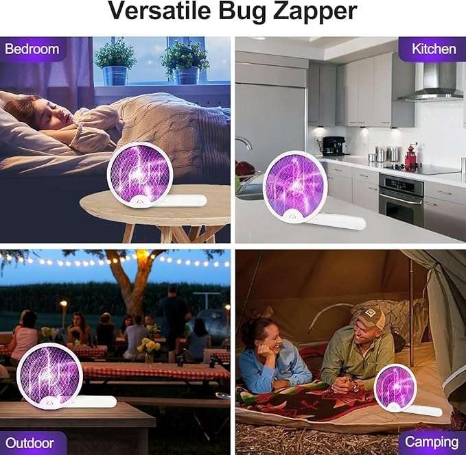 AMEEHA Multifunctional Lithium Battery Electric Mosquito swatter Rechargeable Handheld Electric Fly Swatter Mosquito Killer Racket 6