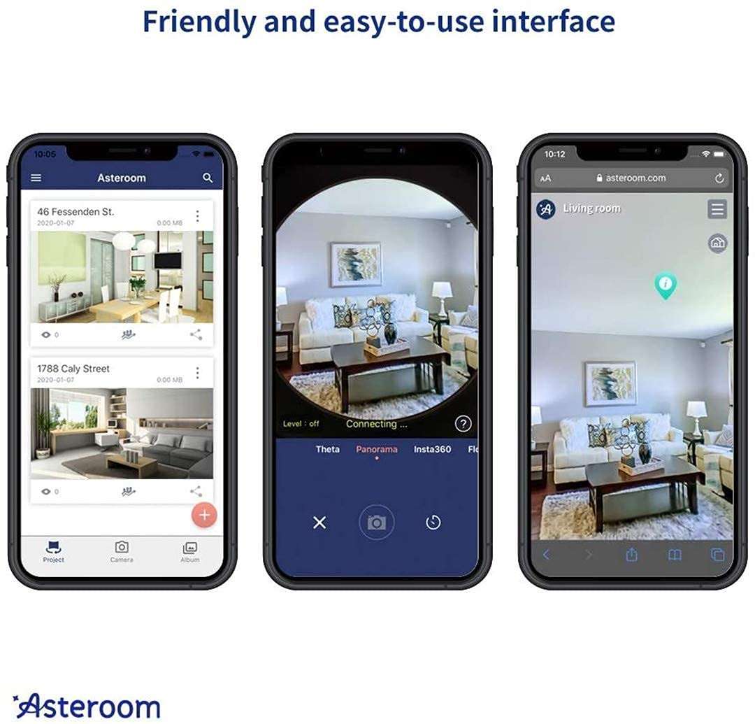 360 Camera 3D Virtual Tour Real Estate Kit + iPhone XR Phone Case Bundle by Asteroom - 2nd Gen. Gear Includes Digital Camera Rotator, Fisheye Cam Lens, Tripod 6
