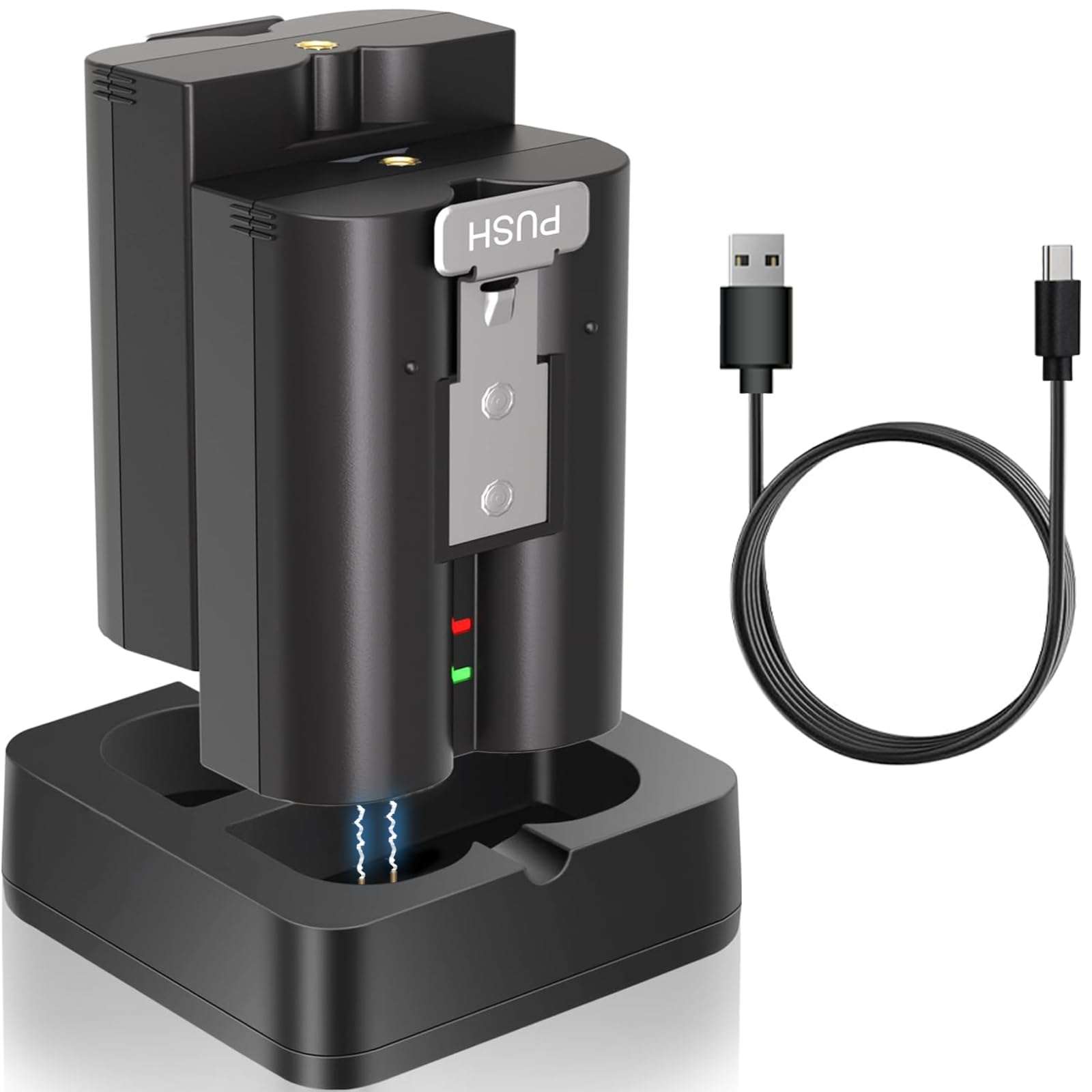 2PCS Replacement Ring Battery Pack V4 for Ring Doorbell - 6040mAh Rechargeable Camera Batteries with USB C Charger Station for Ring Video Doorbell 2/3/3 Plus/4, Spotlight & Stick Up Cam 1