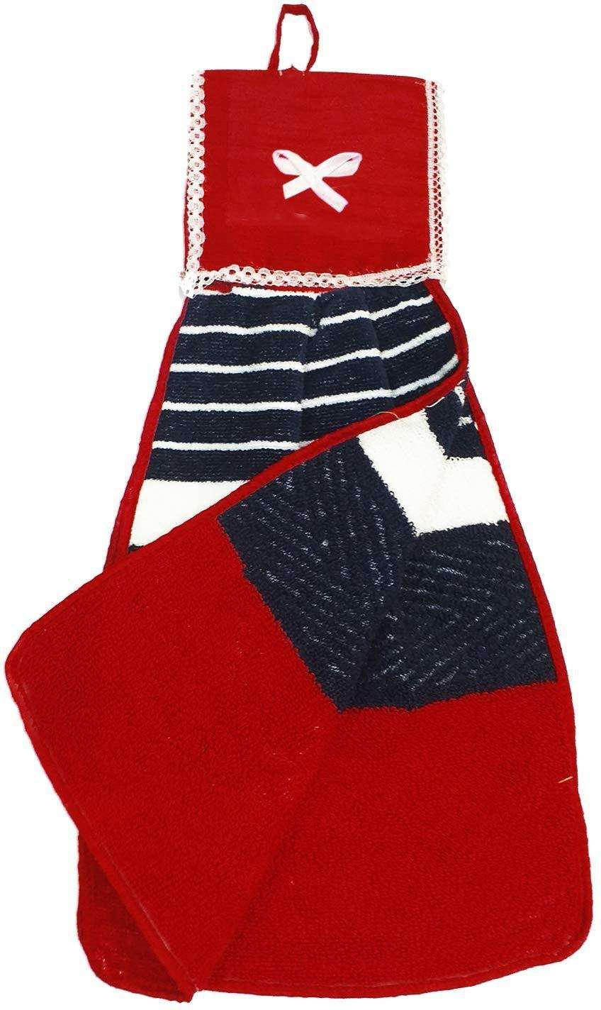 VORDVIGO Double Sided Printed Soft Cotton Hanging Hand Towel Napkin for Wash and Kitchen Basin (Multicolor) - Pack of 3 3