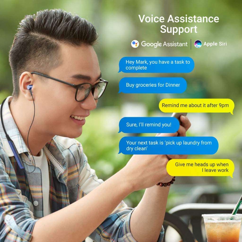 ZEBRONICS Zeb-Lark ​Wireless ​in Ear​ ​Neckband Earphone​ ​with BT 5.0, Rapid Fast Charging, Up to 17H Battery Life, Dual Pairing, Call Function, Splash Proof, Magnetic Earpiece (Blue) 5