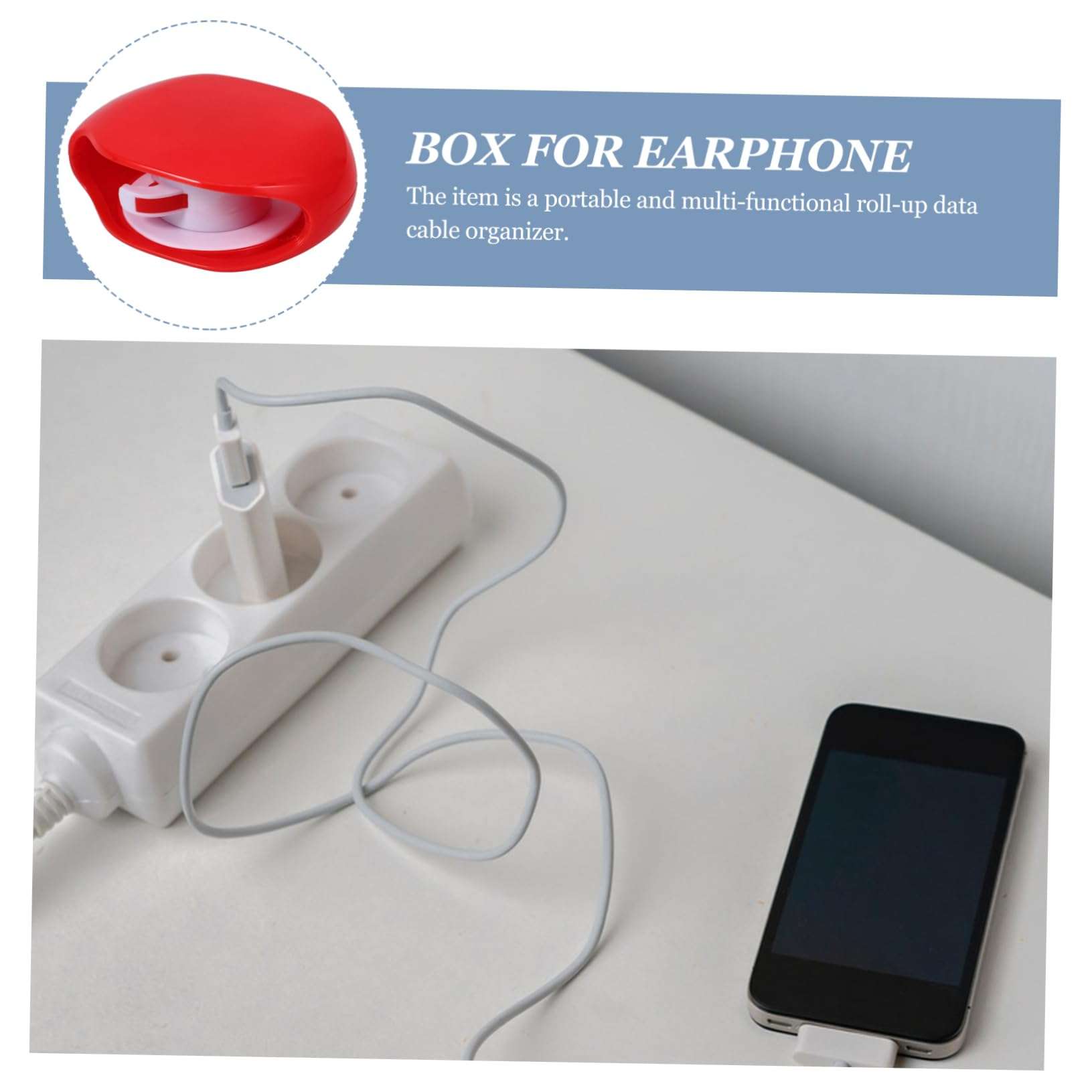 QUMIIRITY 3pcs Roll Earphone Cable Wire Auto Cable Winder Earbuds Case Holder Automatic Rope Winder Headset Stand Cord- Headphone Organizer Cord Holders Data Cable Headphones Stand Red 6