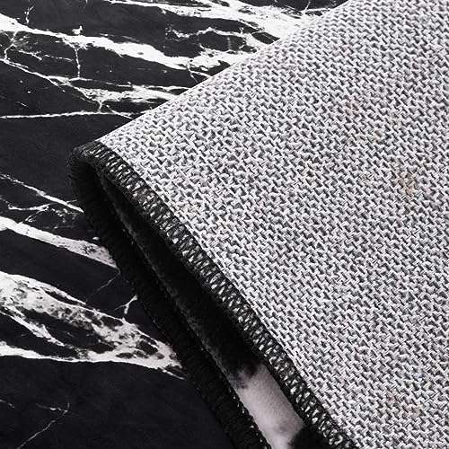 Asrug 2x8 Washable Kitchen Runner Rug, Runners for Hallways, Bathroom Runner Rugs, Modern Area Rug, Soft Low-Pile Floor Non Slip Carpet, Entryway Rugs Indoor, Mable Design Laundry Room Rug, Black 4