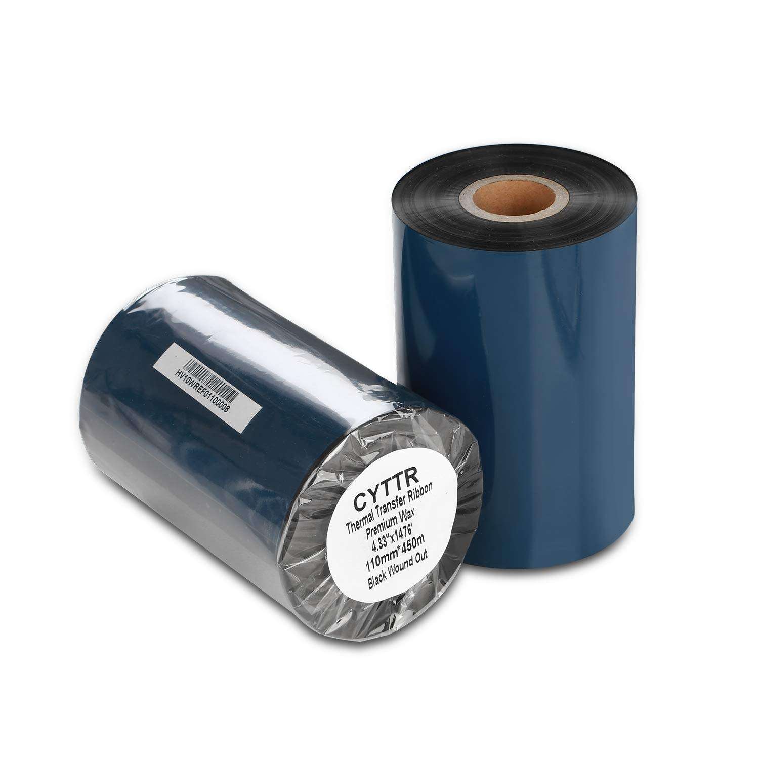 CYTTR Thermal Transfer Ribbon - Premium Wax Printer Ribbon 1" Core Ink Out- 1 Roll (4.33" x 1476') 110mm450m for Zebra ZT410,ZT420,ZT610,105SL,110*i4,140*i4,zt230,Godex ez2300,Citizen s700 1