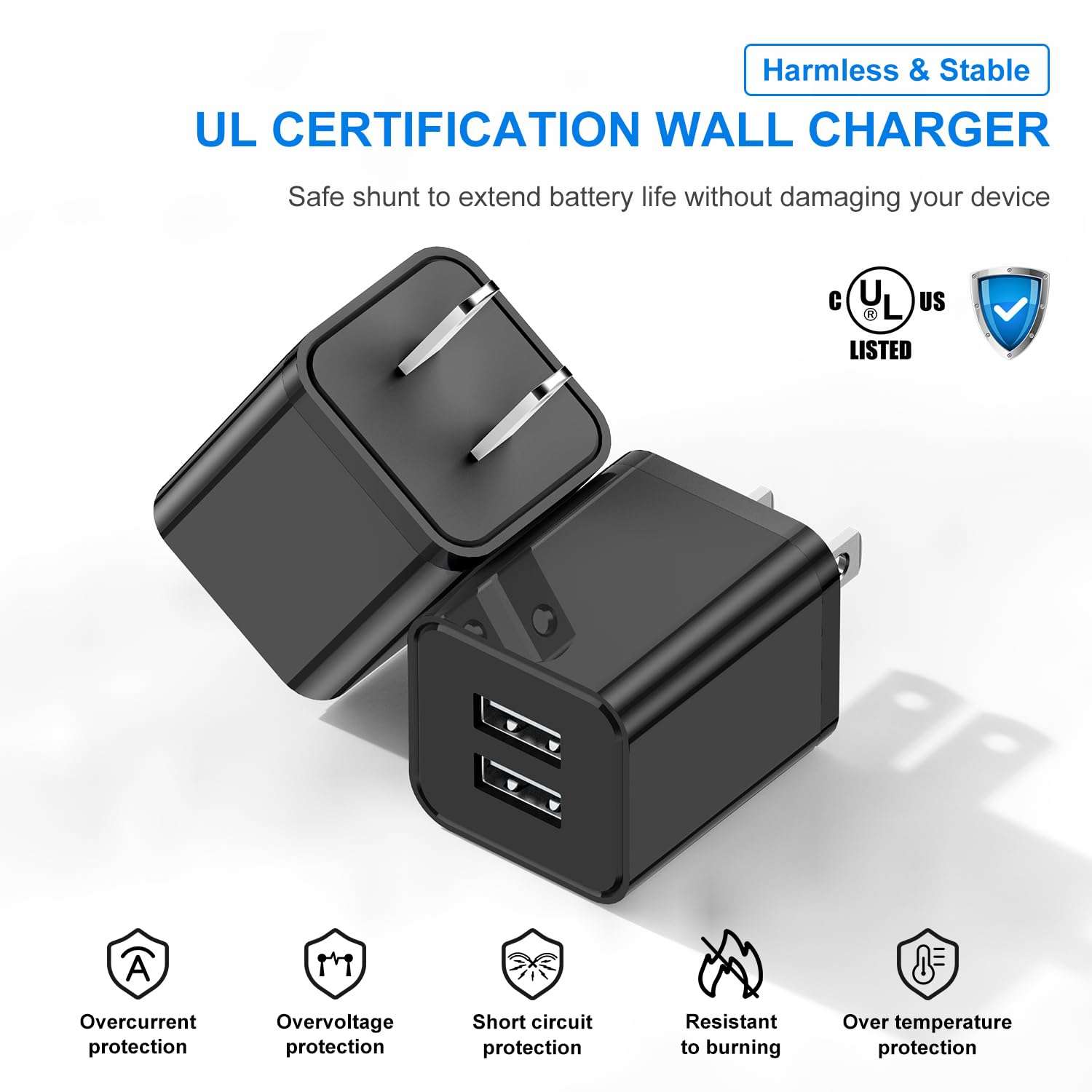 iPhone Charger and Wall Plug, 2Pack 6ft Lightning Cable Cord with Fast Dual Port USB Charging Adapter Block Box for Apple iPhone 14 Pro Max/13 Pro/12 Mini/11/XR/X/XS Max/8/7/6S Plus/SE/5C/iPad Black 2