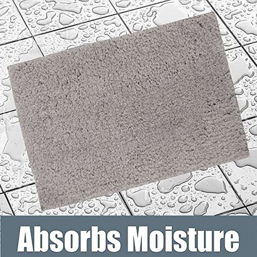 BRIGREL Anti-Slip Bath Mat Microfiber Soft, Size 40 x 60 cm - Bathroom Rugs - Suitable for Kitchen, Bedroom and Bathroom, Dry Fast Water Absorbent & Machine-Washable (Grey and Beige) 6