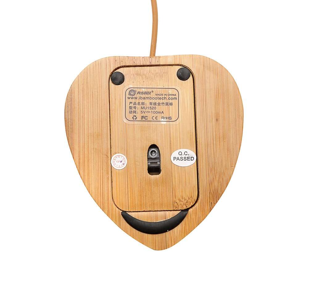 Sengu Heart Bamboo Corded Mouse, USB Wired Optical Mouse for Laptop, Computer (Virgo) 4