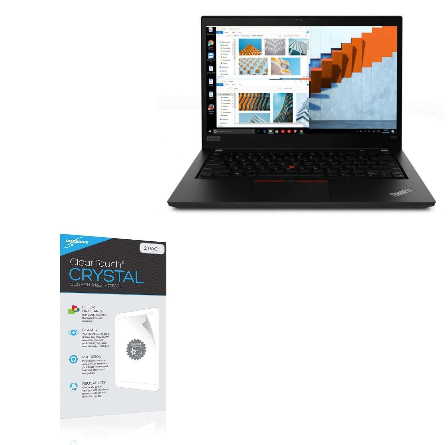 BoxWave Screen Protector Compatible with Lenovo ThinkPad T490 (14 in) - ClearTouch Crystal (2-Pack), HD Film Skin - Shields from Scratches 1