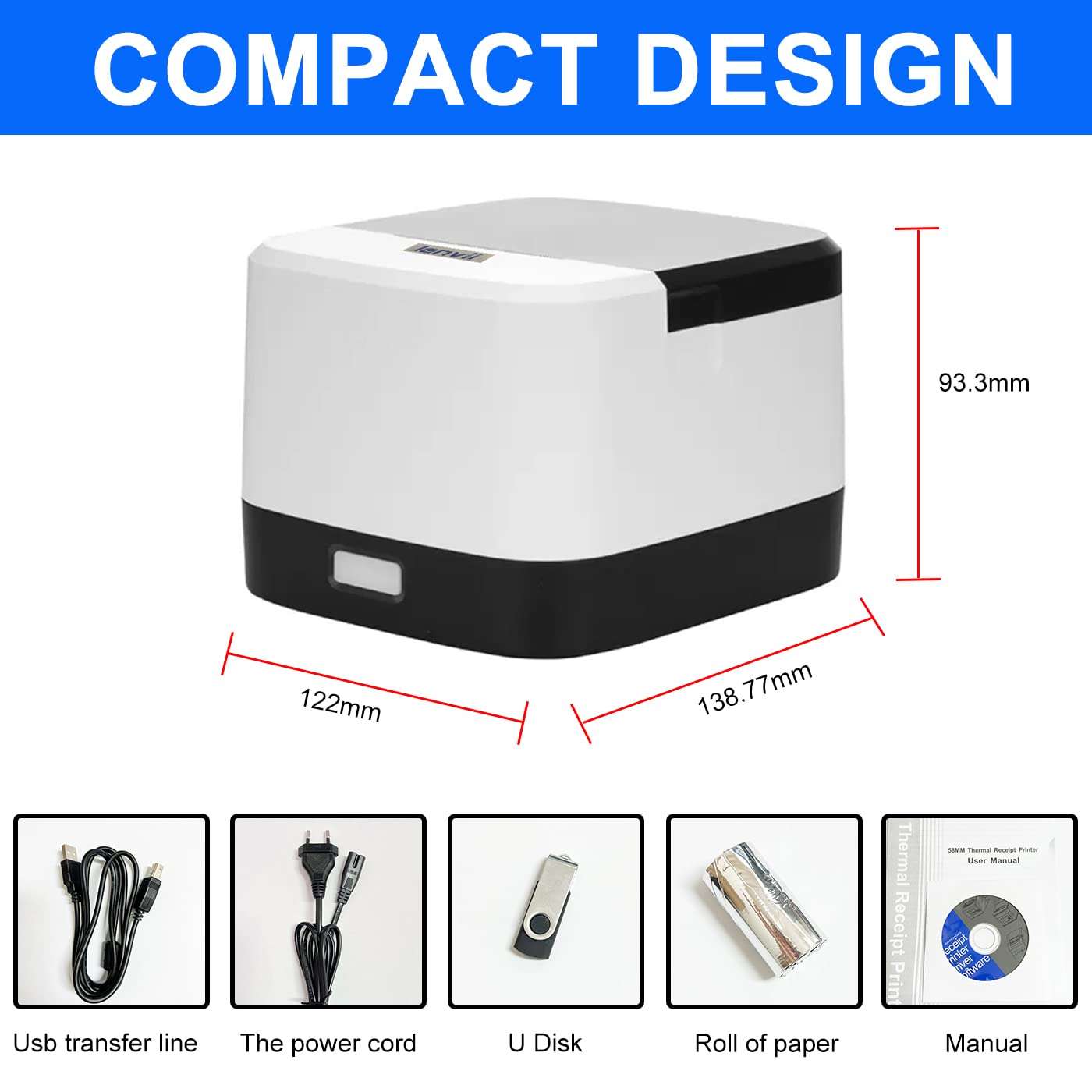 LENVII LV-R258 58MM POS Thermal Printer, USB and LAN Ports, Compatible with Windows and Mac, Suitable for Retail/Supermarket/Kitchen/Clothing Stores 6