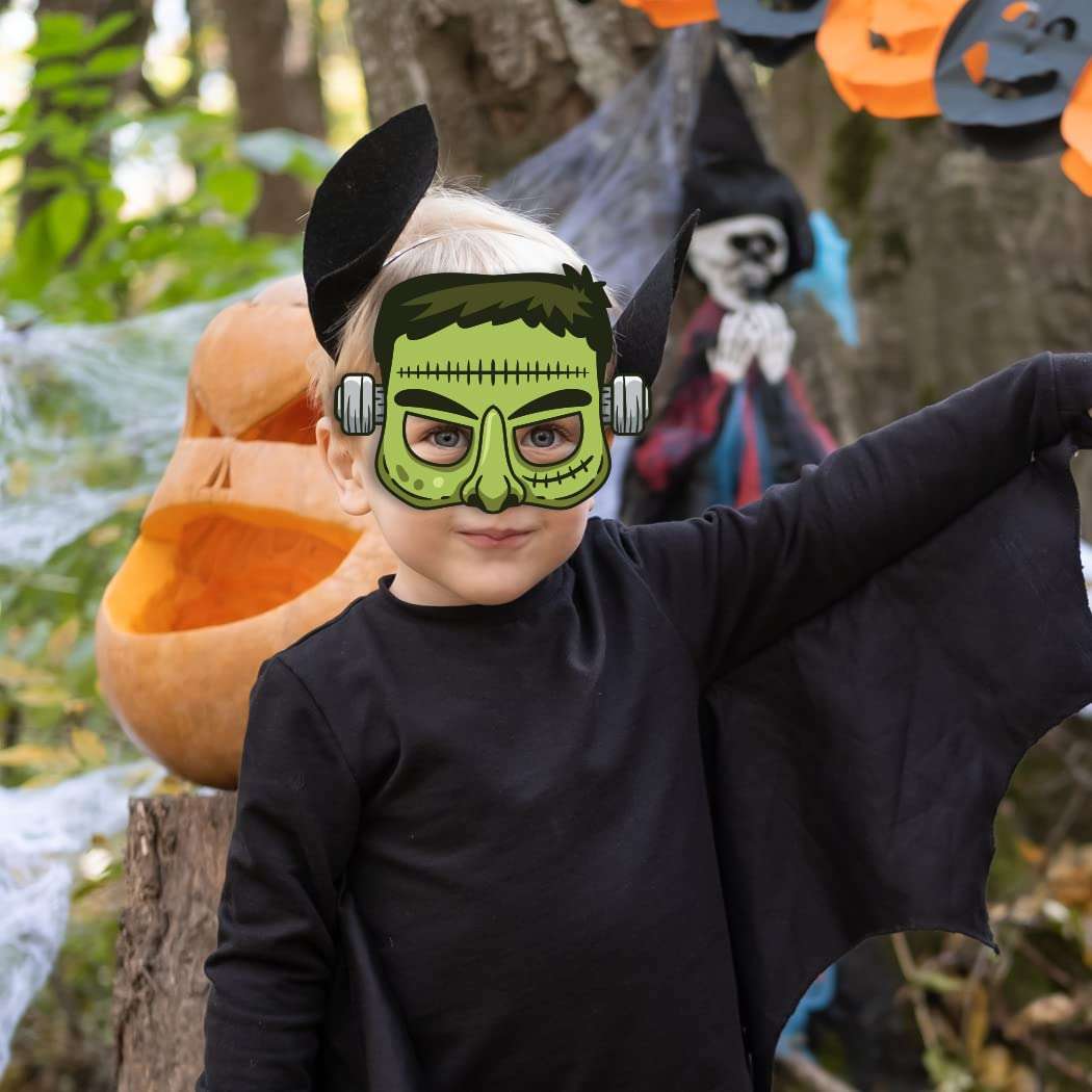 Festiko® Halloween Theme Eye Masks (42 Pcs), Halloween Theme Party Supplies, Return Gifts for Kids, Halloween Theme Party Items,Frankenstein Eye Masks for Kids 6