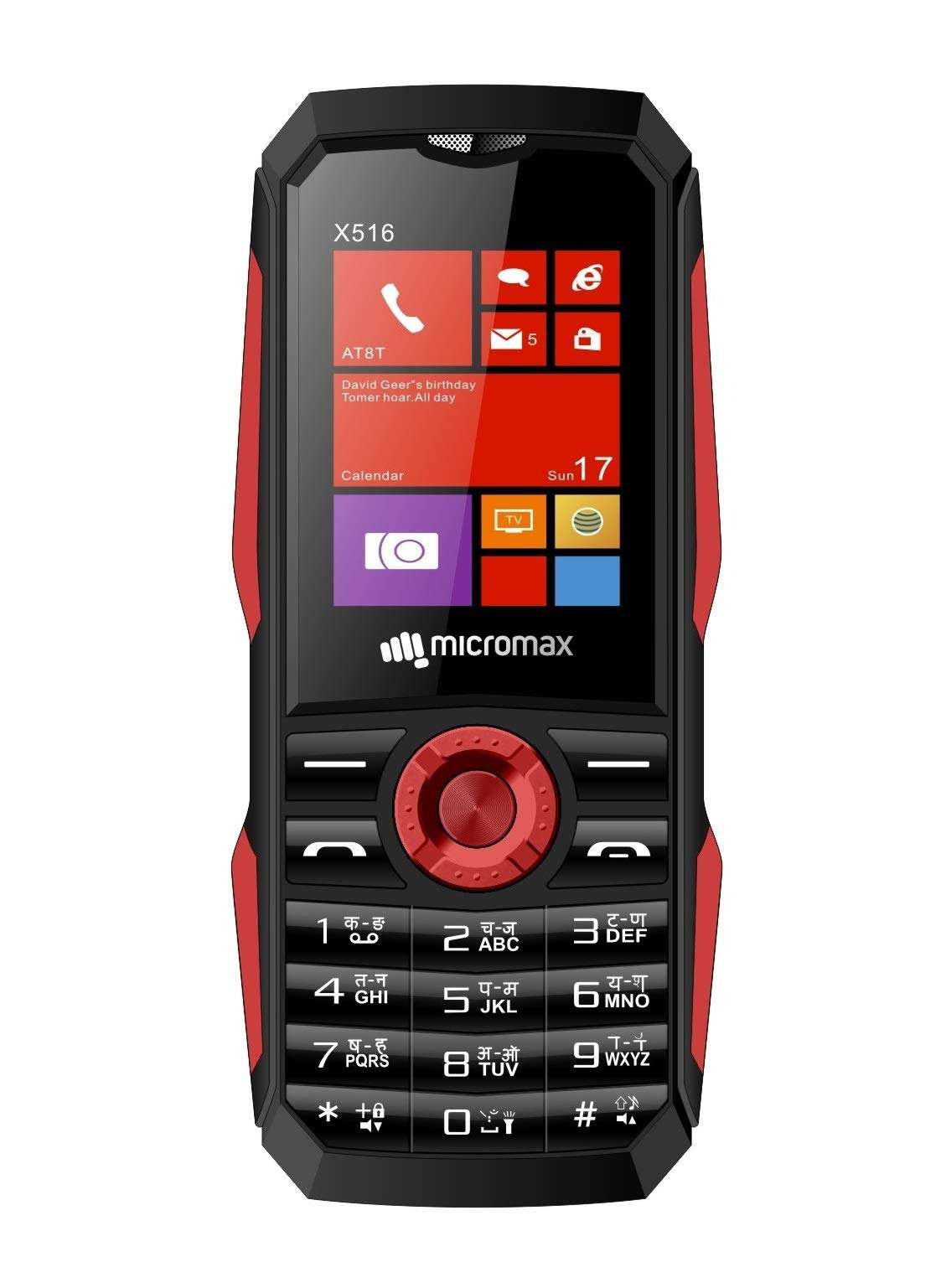 Micromax X516 (mAh 1750, Torch Blink on Call, Auto Call Recording) (Black + Red)