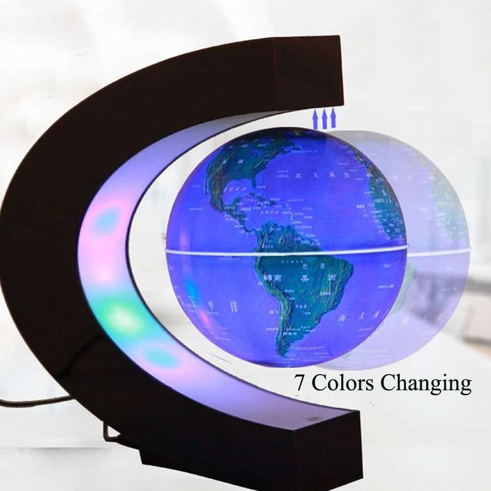 Multi-Color Changing Floating Globe Levitating Globes Lamp Magnetic Levitation Floating World Map Electric Globes for Home/Office Desk Magnet World Globe Desktop Decoration 2