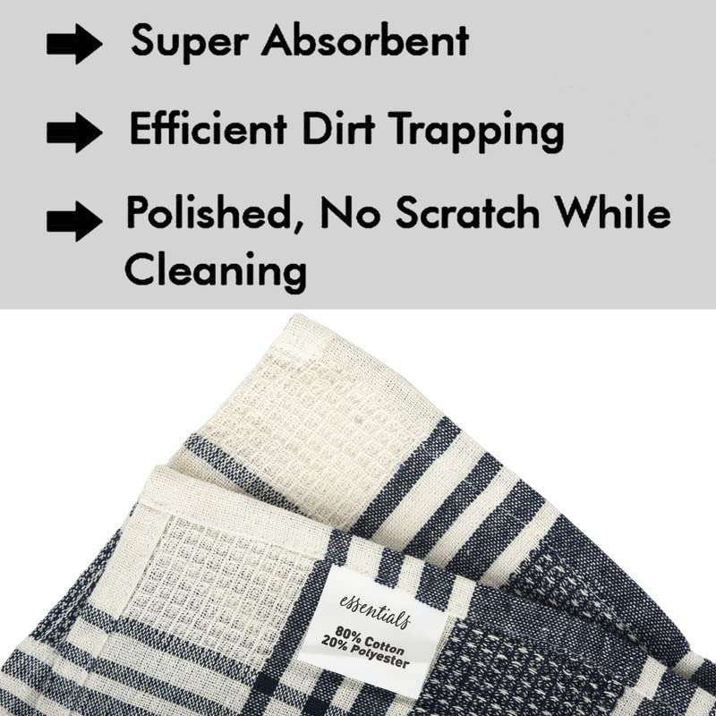 Rise n Shine Tea Kitchen Utensils Dish Cleaning Towel Cloth Napkin 260 GSM High Absorbant Machine Washable Reusable Multipurpose Superior Cotton 45cm x 70 cm Pack of 2(White & Black) 4