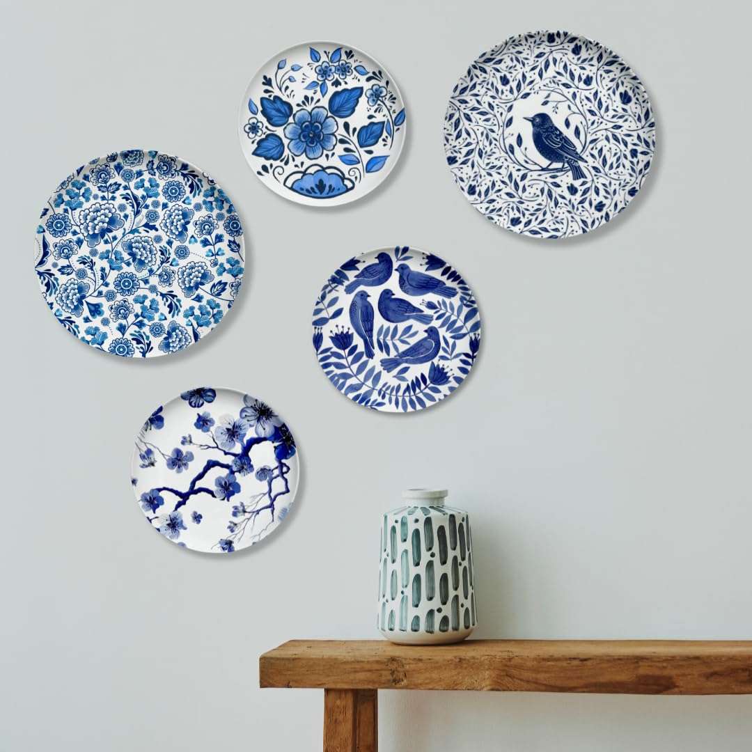 7 Decore Ceramic Plates for Wall decorartion & Home Decoration | Perfect for Living Room, Dinning Room & Bed Room | Hotel & Cafe Decor | Delft Art Design | Ideal Gift Option