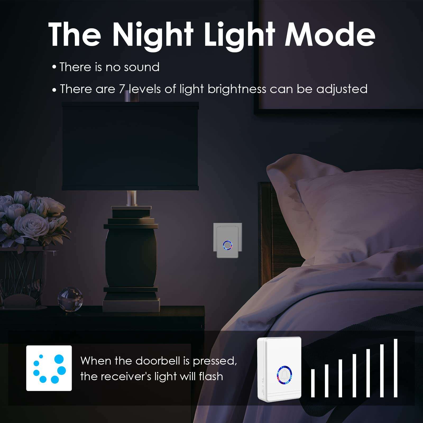 Wireless Doorbell, Waterproof Mini Door Bell, Door Chime Kits, Door Ringer for Opening, Door Open Alert with 918ft Range 36 Chimes (1Sensor1Receiver) 5