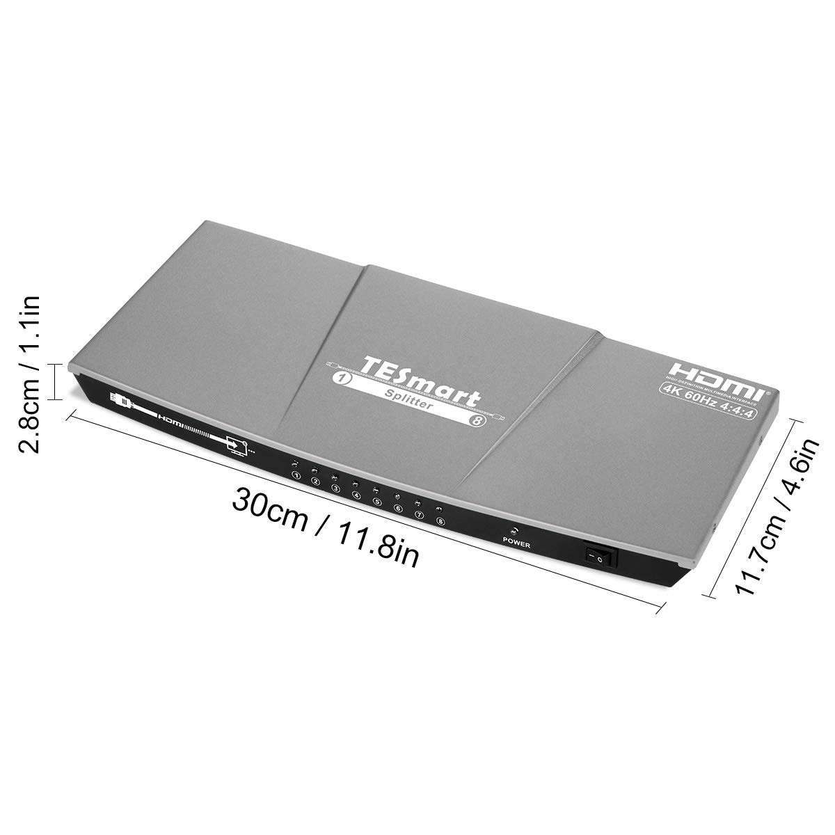 TESmart 4K HDMI Splitter 1x8 Ultra HD 4K 60hz 4:4:4 Powered 1 in 8 Out HDMI Splitter Compatible with PC PS3 Xbox-HDMI, HDCP, HDR, RGB, YUV, 18 Gbps 4